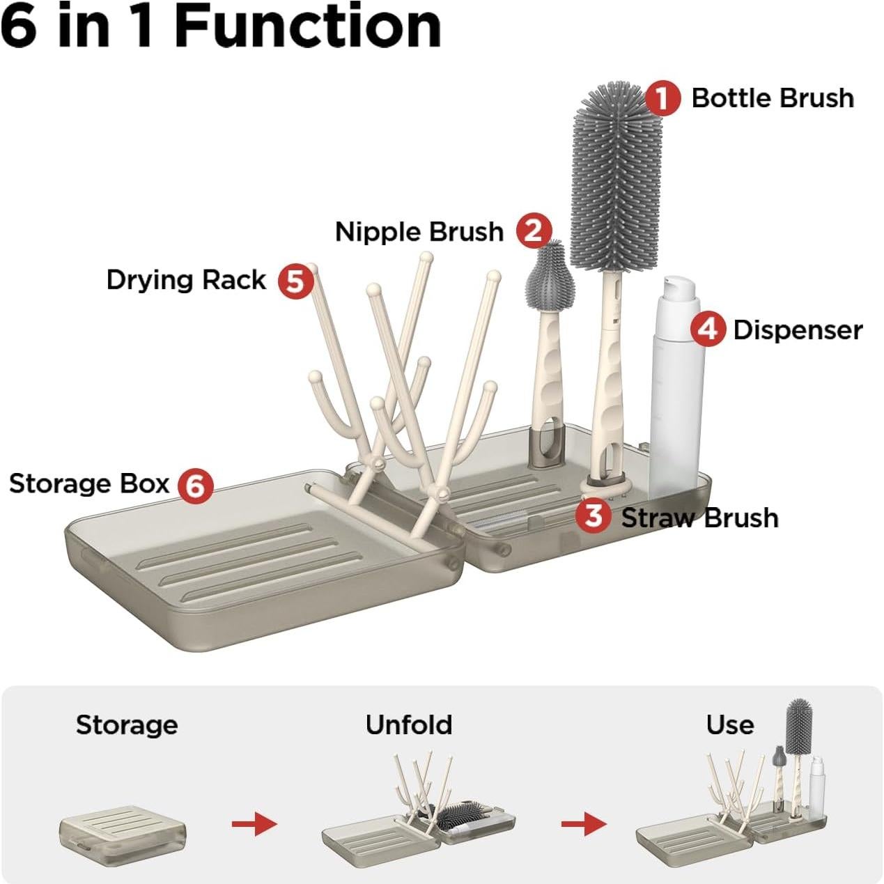 Juego de Cepillos para Botellas YOTIME 3 Unidades Café Claro