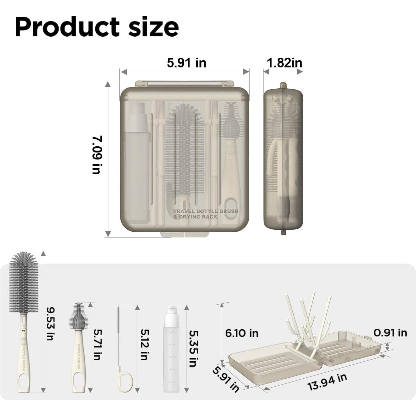 Juego de Cepillos para Botellas YOTIME 3 Unidades Café Claro