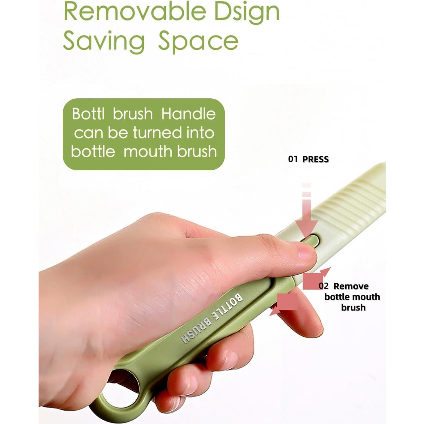 Kit de Cepillos para Biberones BOVELLA 6 en 1 Verde Portátil