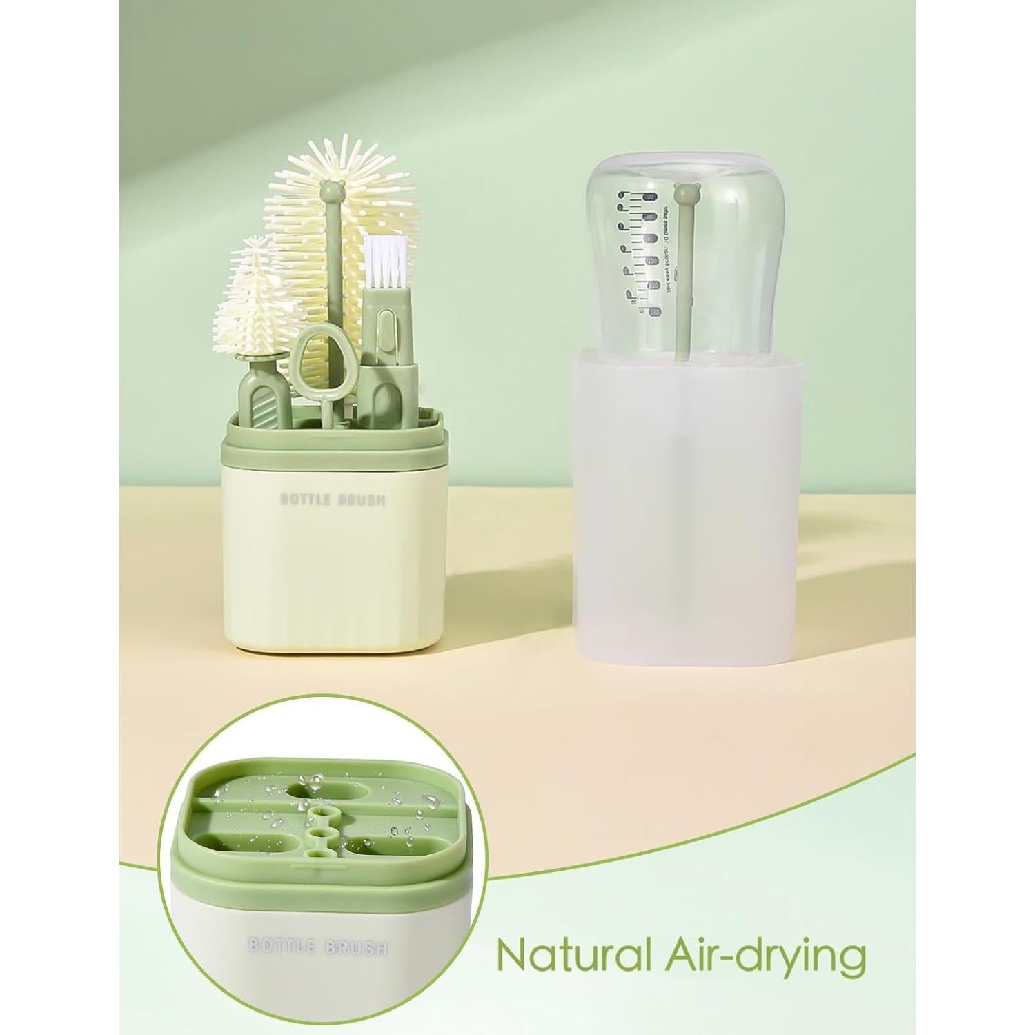 Kit de Cepillos para Biberones BOVELLA 6 en 1 Verde Portátil