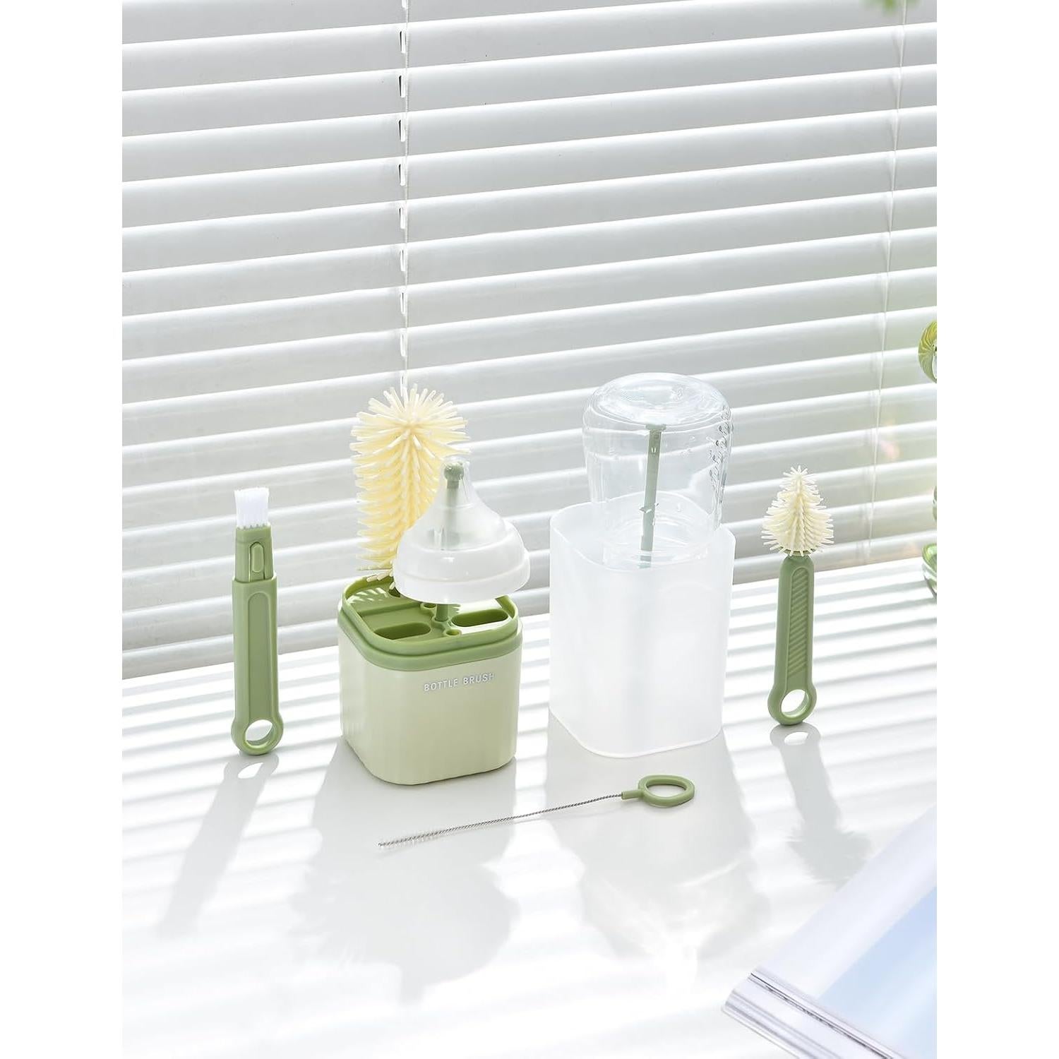 Kit de Cepillos para Biberones BOVELLA 6 en 1 Verde Portátil