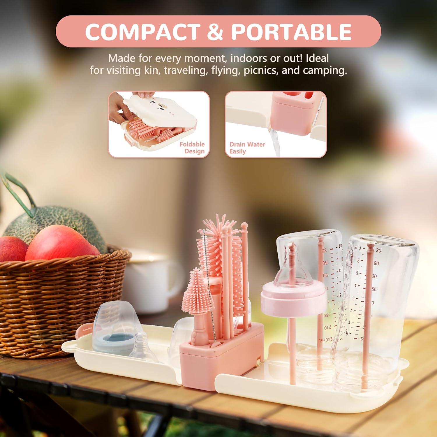 Juego de Cepillos Limpiadores de Botellas Cadolen 7 en 1 Rosa