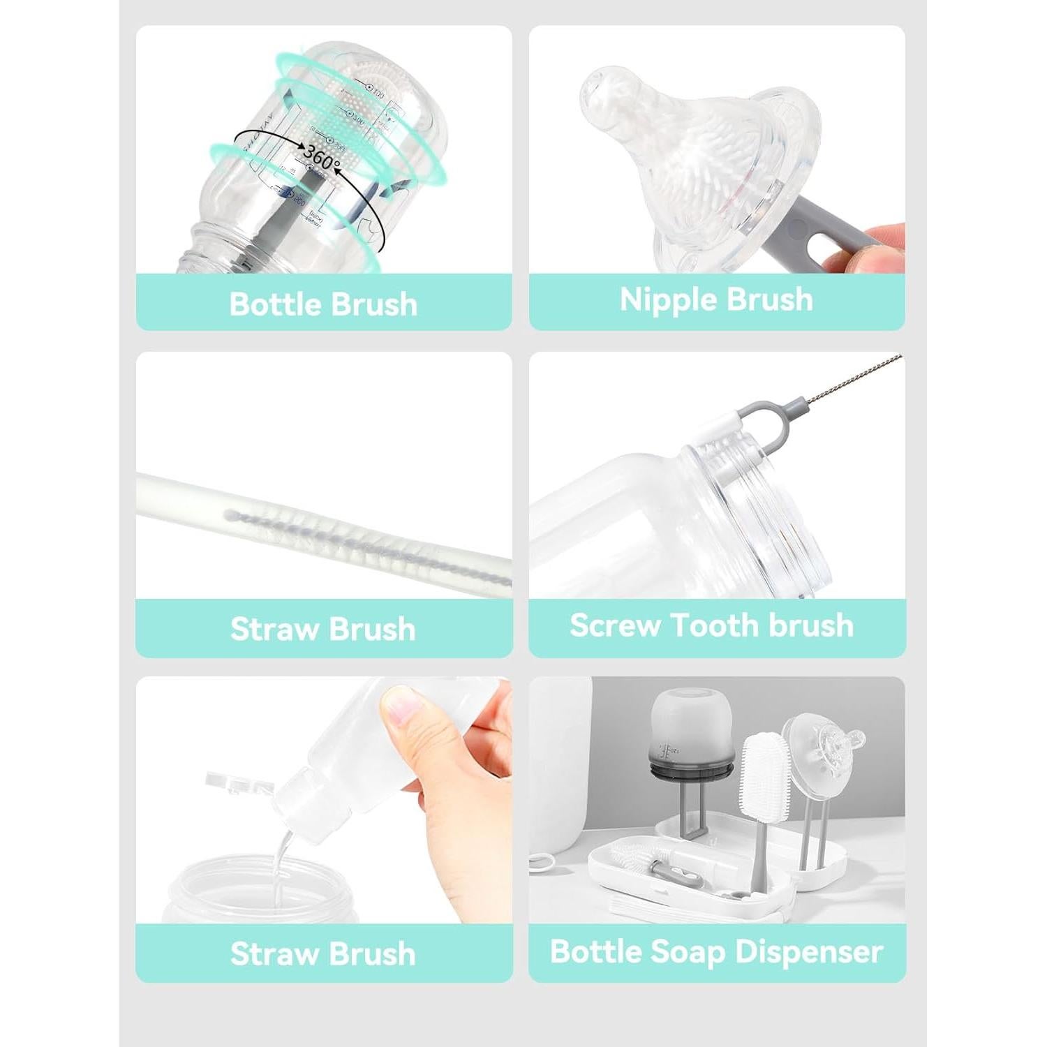 Kit de Cepillos de Silicona Allbean 6 en 1 para Bebés