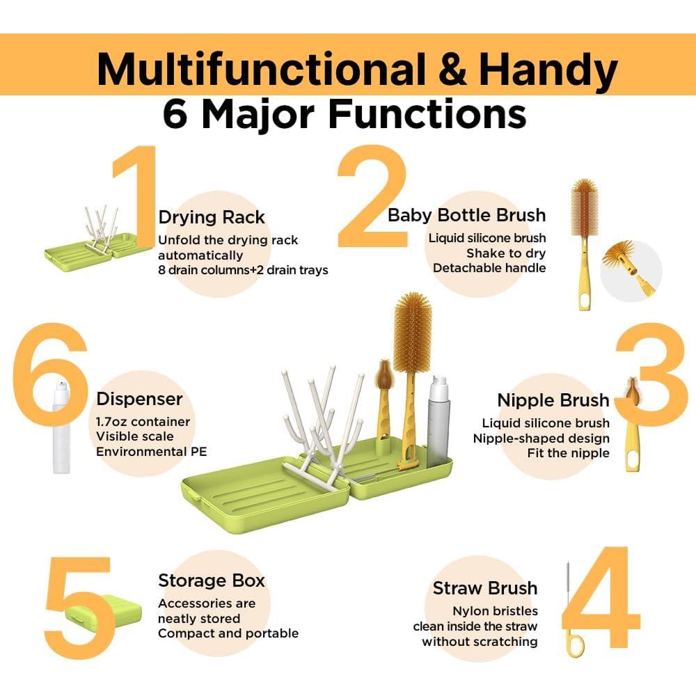 Kit de Limpieza de Botellas de Viaje Northway 7 en 1 Verde