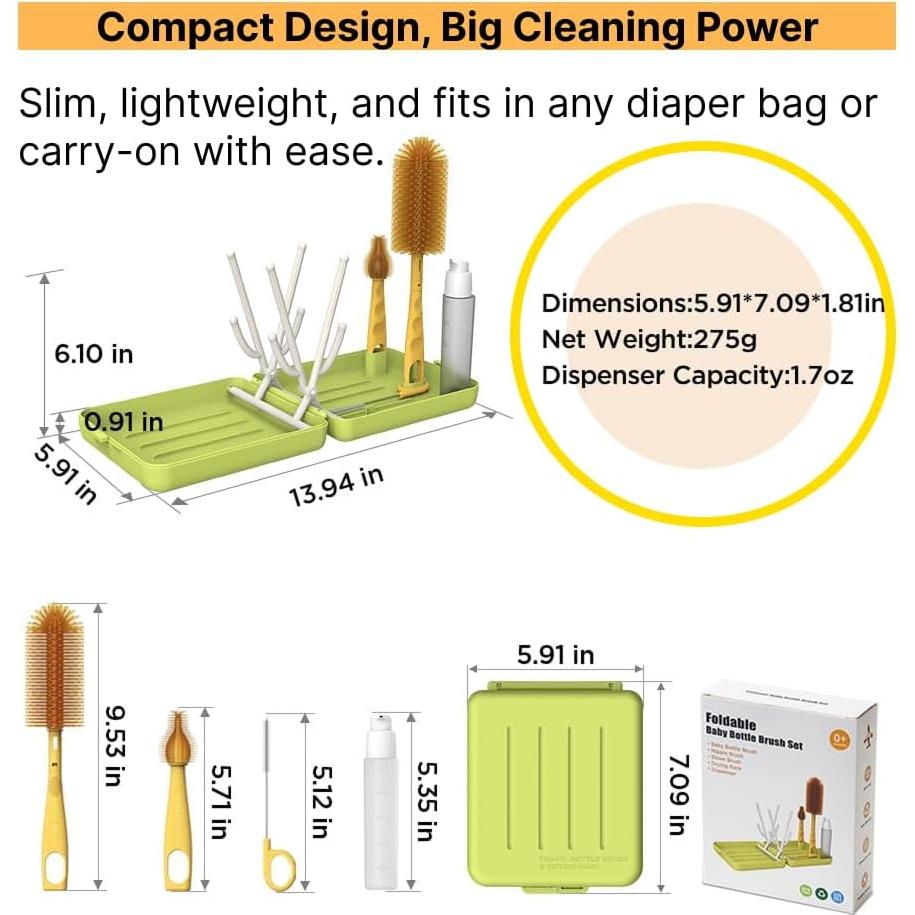 Kit de Limpieza de Botellas de Viaje Northway 7 en 1 Verde