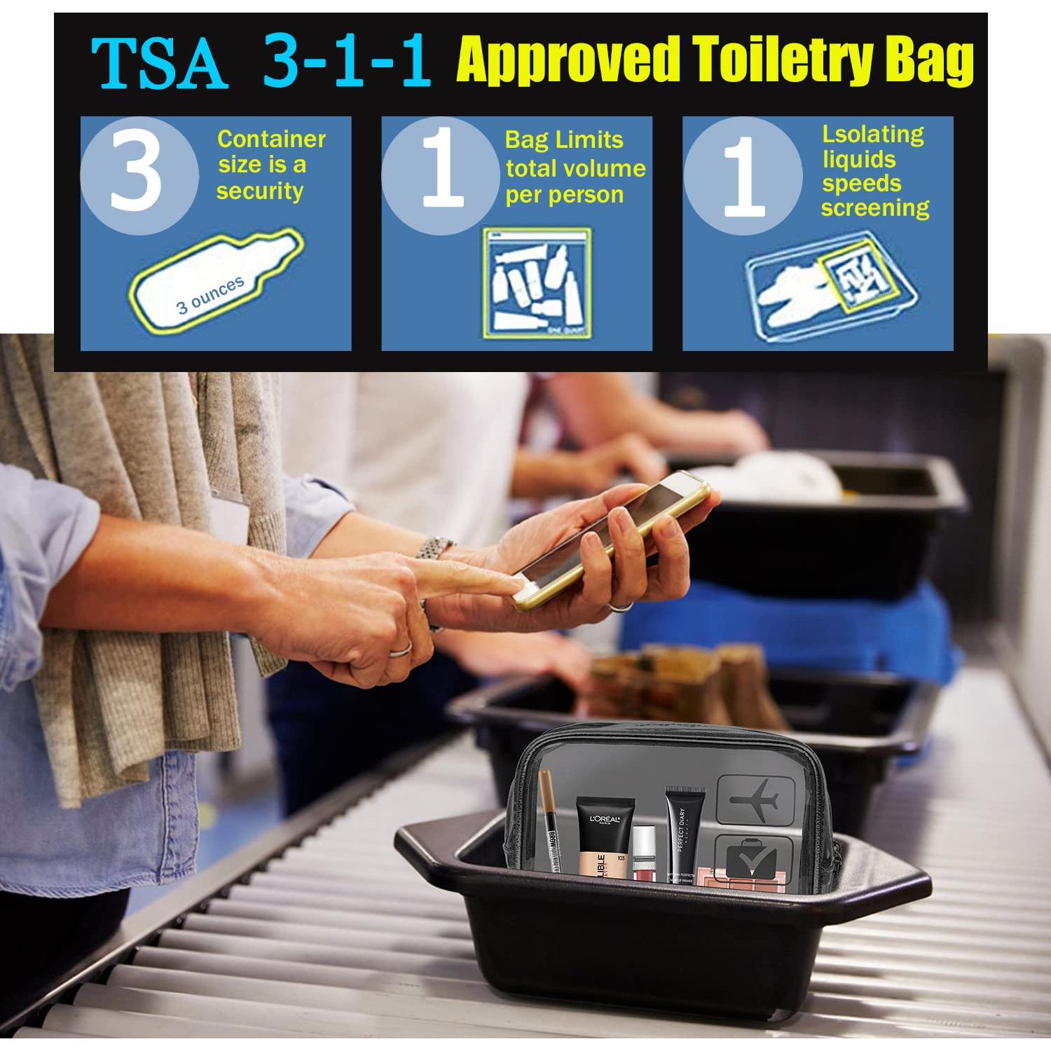 Bolsa de Aseo Transparente MODENGKONGJIAN 3 Pcs TSA 19.6x15x6.4cm