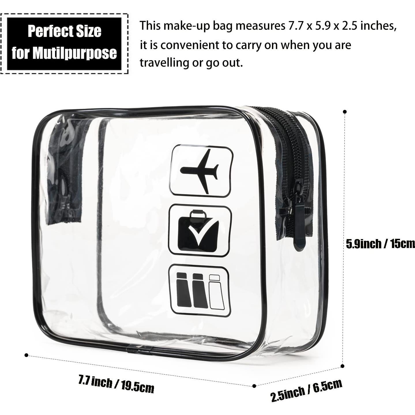 Bolsa de Aseo Transparente MODENGKONGJIAN 3 Pcs TSA 19.6x15x6.4cm