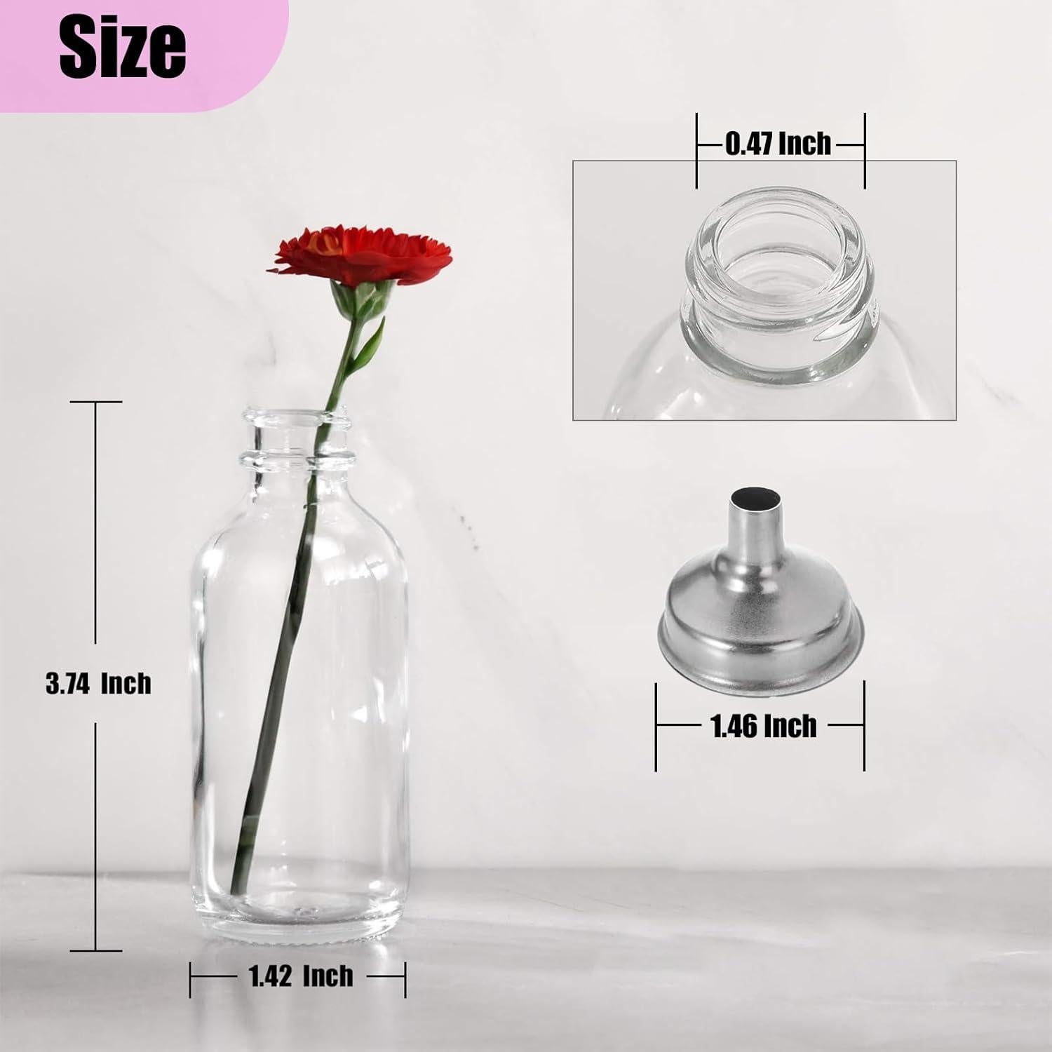 DIDITIME 6 Botellas de Vidrio 60 ml con Tapas y Embudos