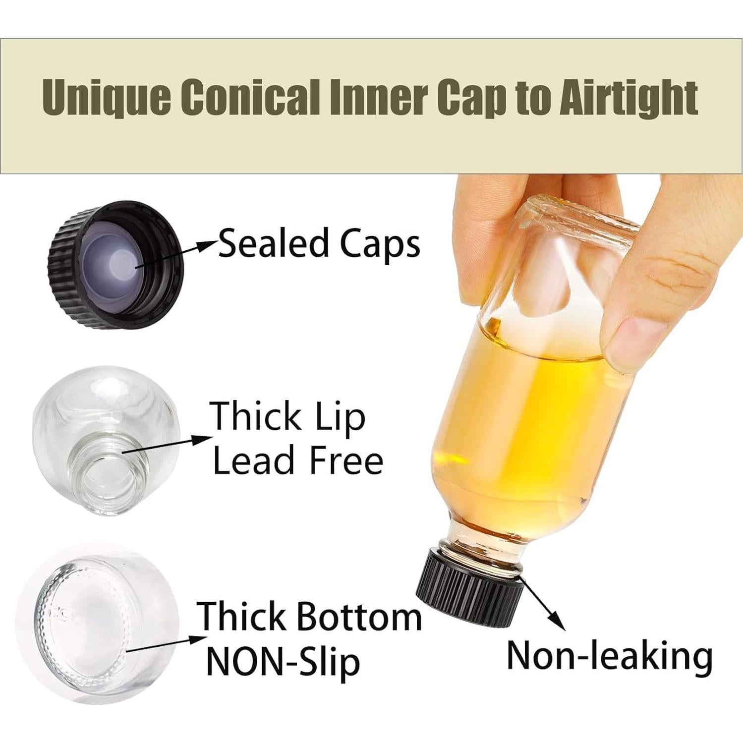 DIDITIME 6 Botellas de Vidrio 60 ml con Tapas y Embudos