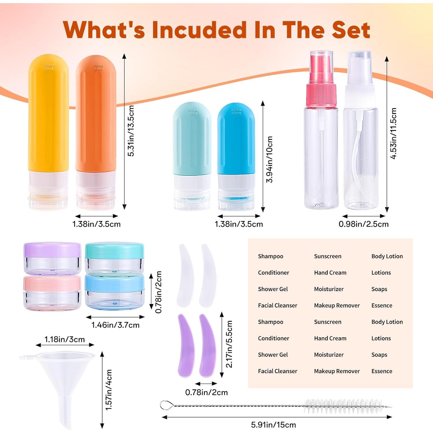 Kit de Botellas de Viaje Landisun 18 Piezas 88.7 ml A Prueba de Fugas