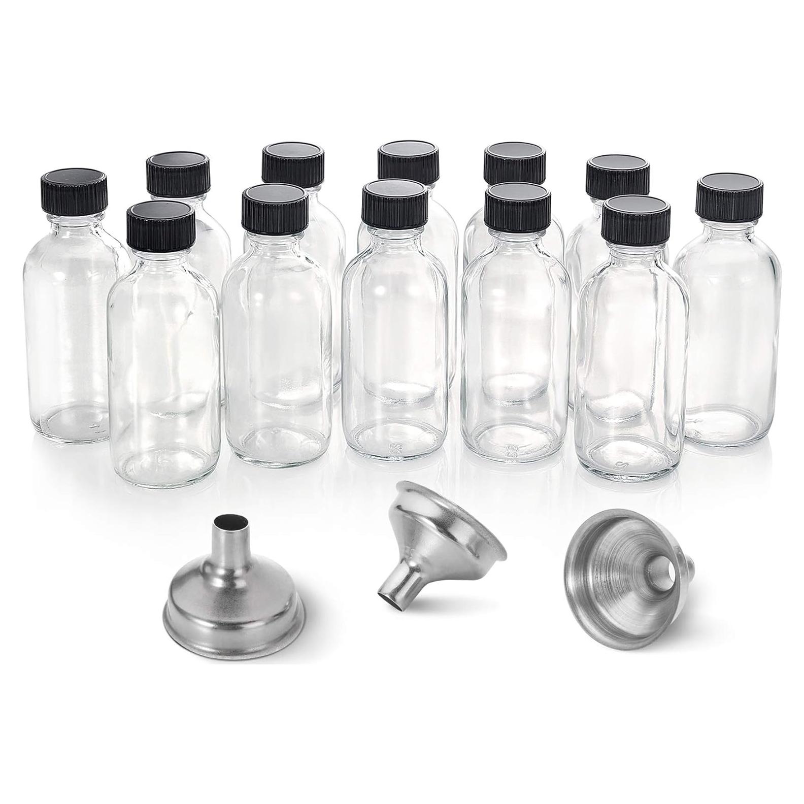 AOZITA 12 Botellas de Vidrio 60ml con Tapa y Embudos