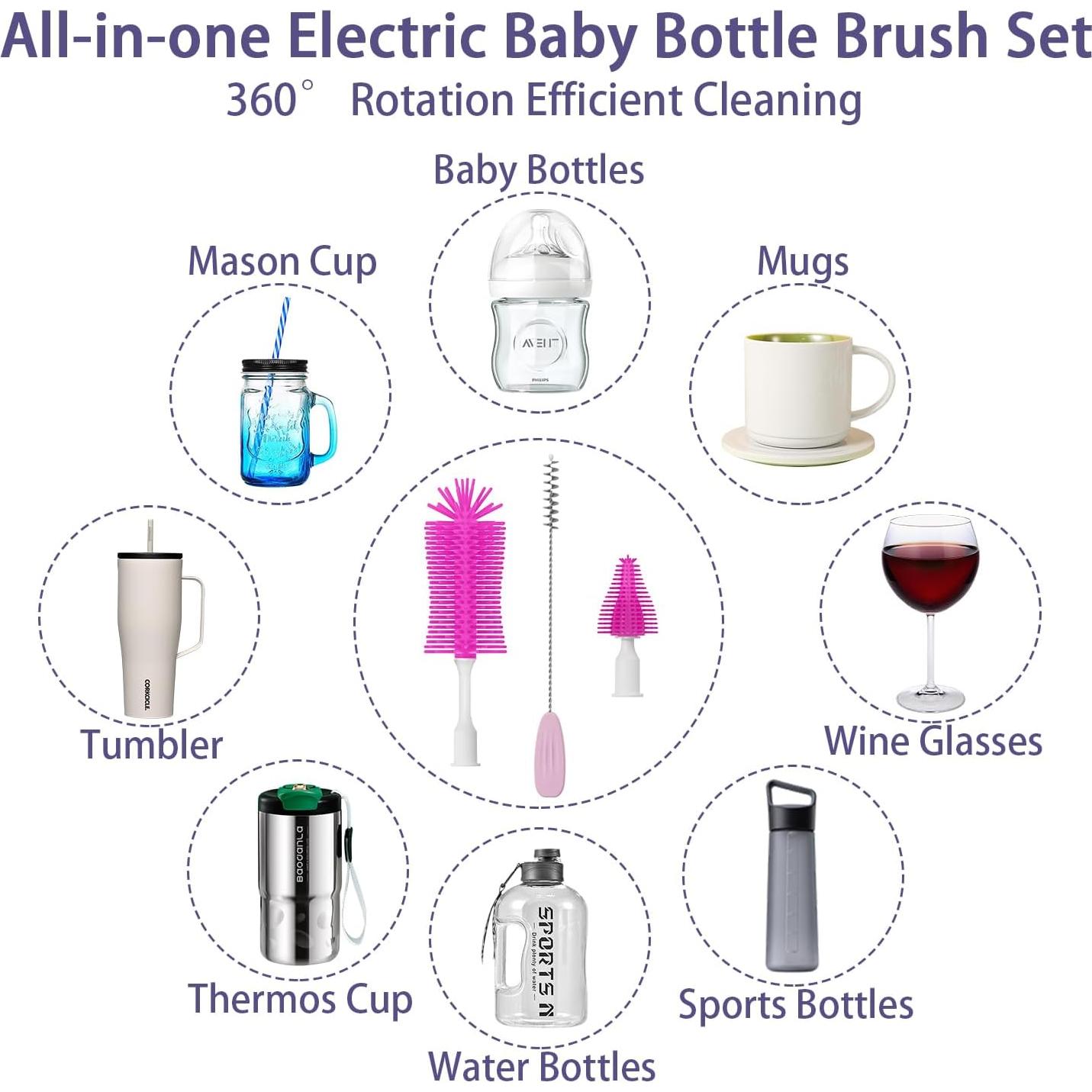 Limpiador Eléctrico de Botellas FAN HOME - Juego Portátil con Silicona