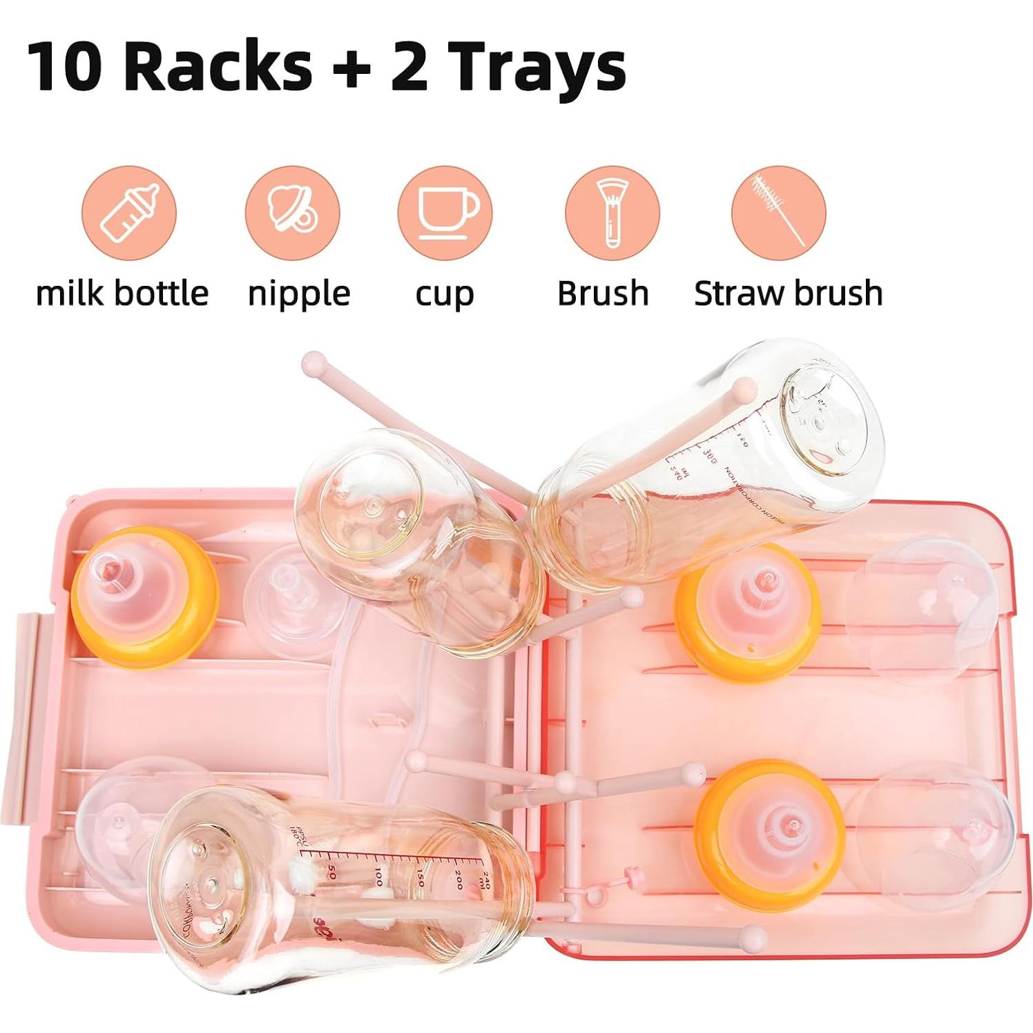 Juego de Limpieza de Botellas de Viaje Maclined Rosa 6 en 1