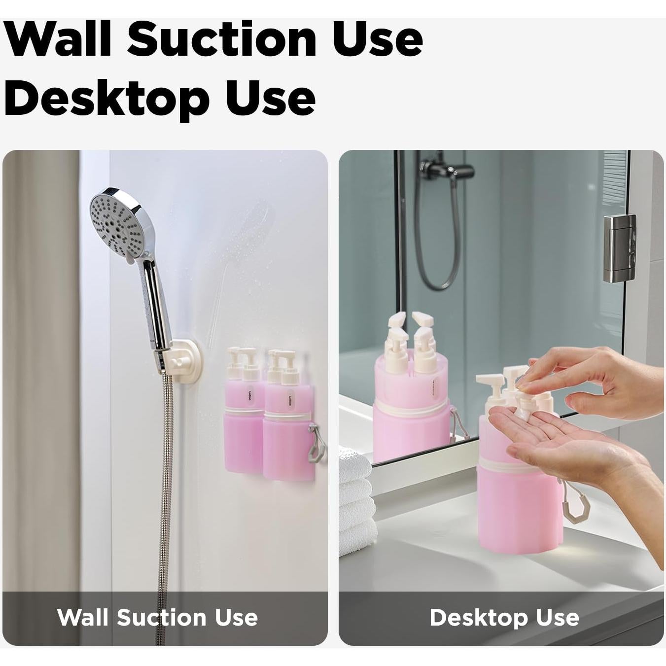 Botellas de Viaje VOGOGE 4x55ml con Ventosas Rosa