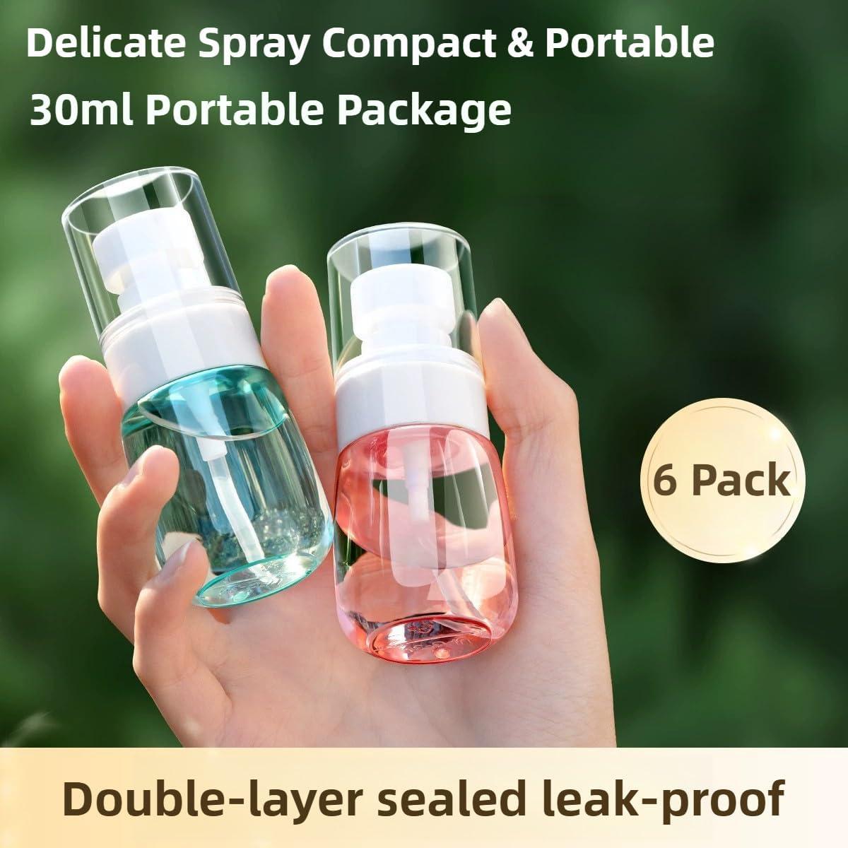 Paquete de 6 Botellas Spray Viaje 30ml QPCMV a Prueba de Fugas