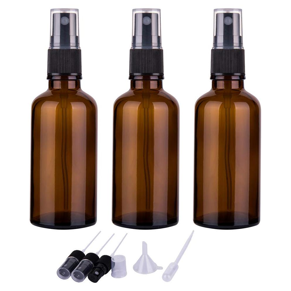 Juego de 3 Botellas de Spray de Vidrio Ámbar 60ml para Aceites