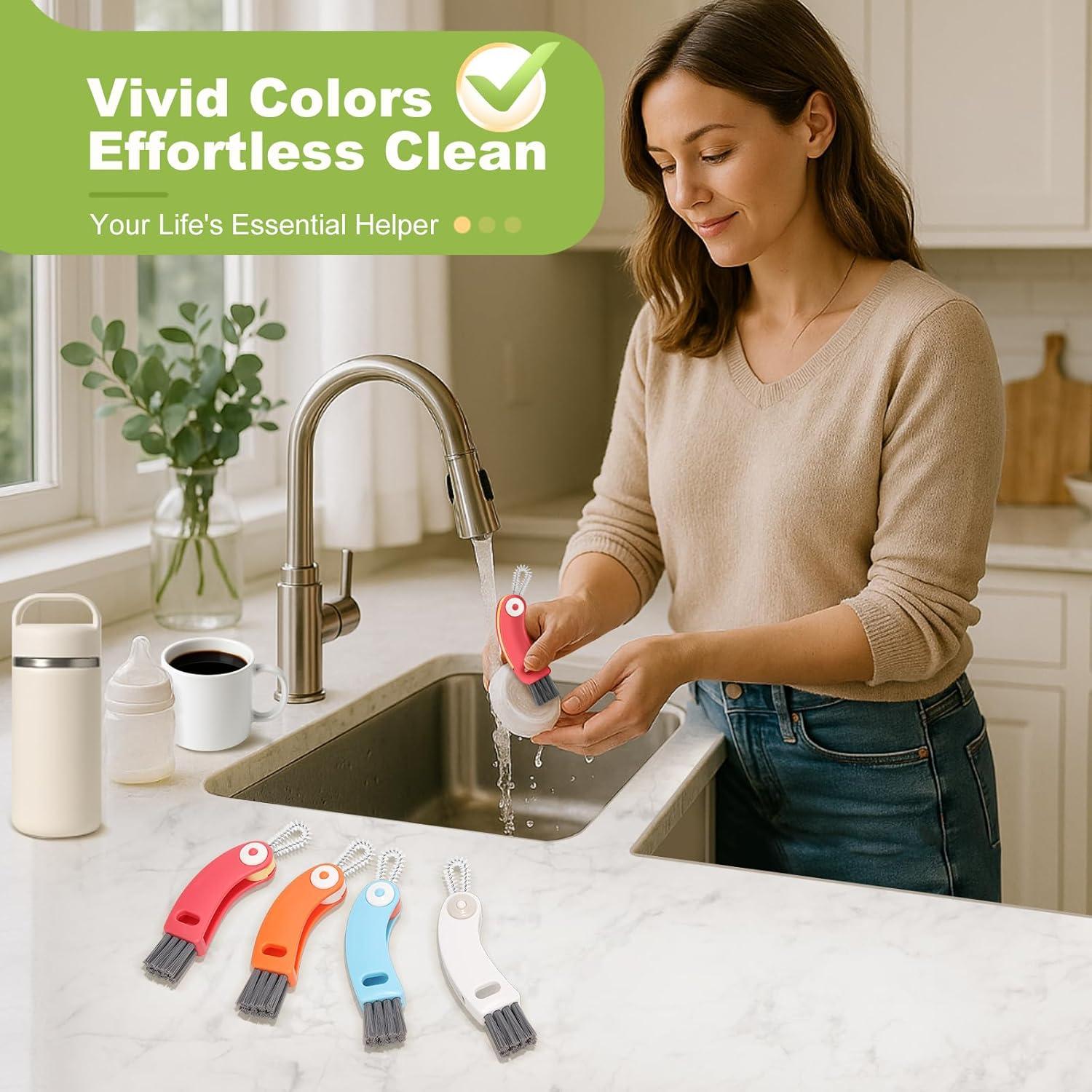 Juego de Cepillos de Limpieza JICNUSK 3 en 1 para Tapas de Tazas