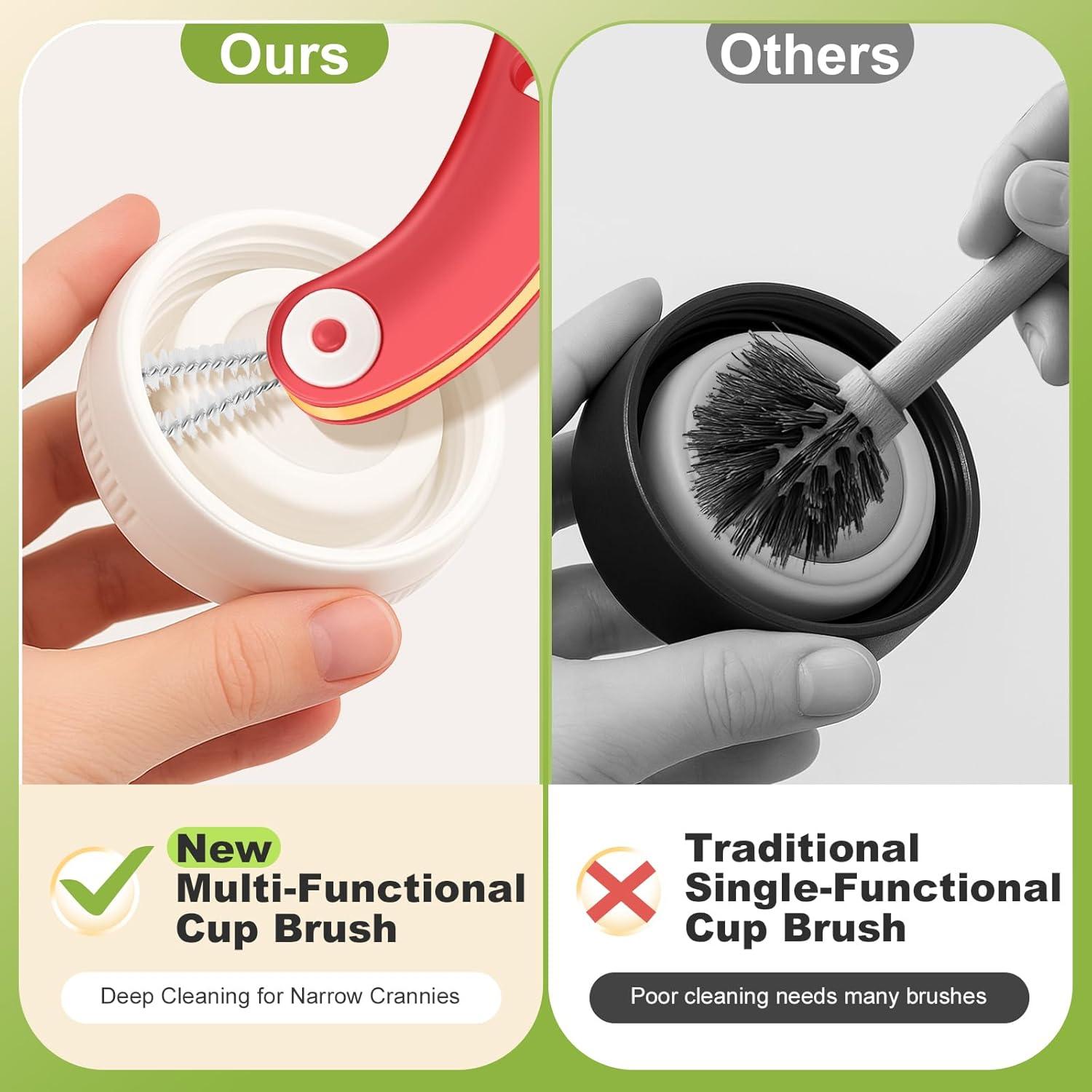 Juego de Cepillos de Limpieza JICNUSK 3 en 1 para Tapas de Tazas