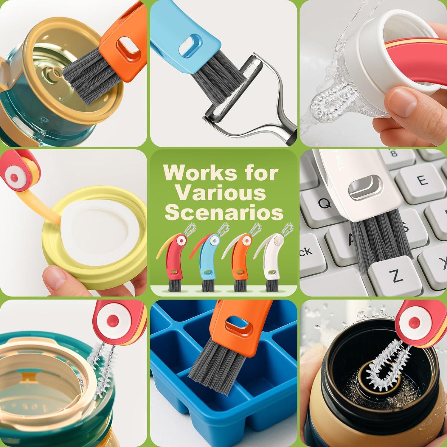 Juego de Cepillos de Limpieza JICNUSK 3 en 1 para Tapas de Tazas