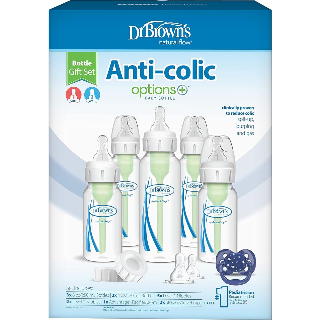 Juego de Biberones Anticólicos Dr. Brown 8oz y 4oz + Chupete