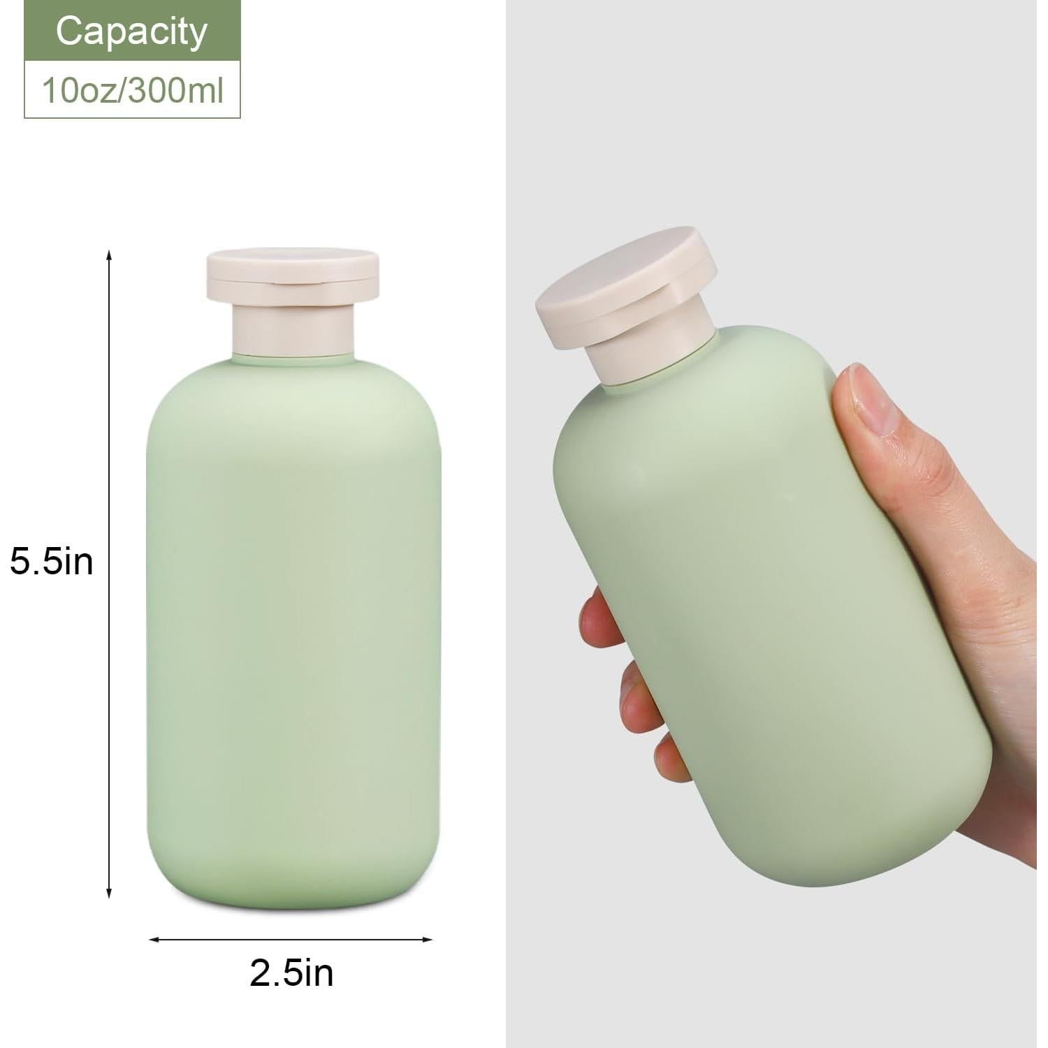 Travel Shampoo Bottle, Empty Plastic Squeeze Bottles 10oz with Flip Cap, Lotion Container for Tavel Size Shampoo and Conditioner