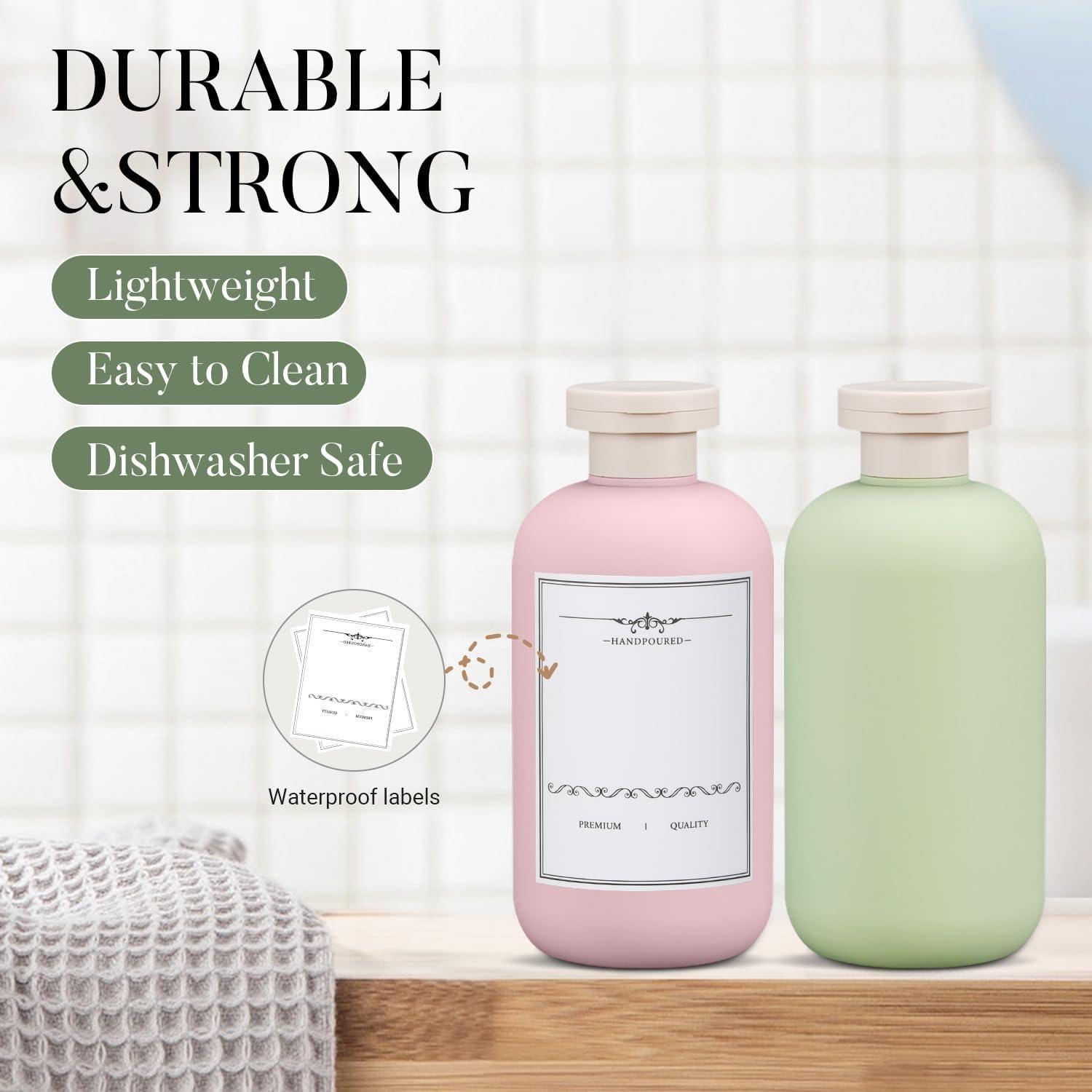 Travel Shampoo Bottle, Empty Plastic Squeeze Bottles 10oz with Flip Cap, Lotion Container for Tavel Size Shampoo and Conditioner