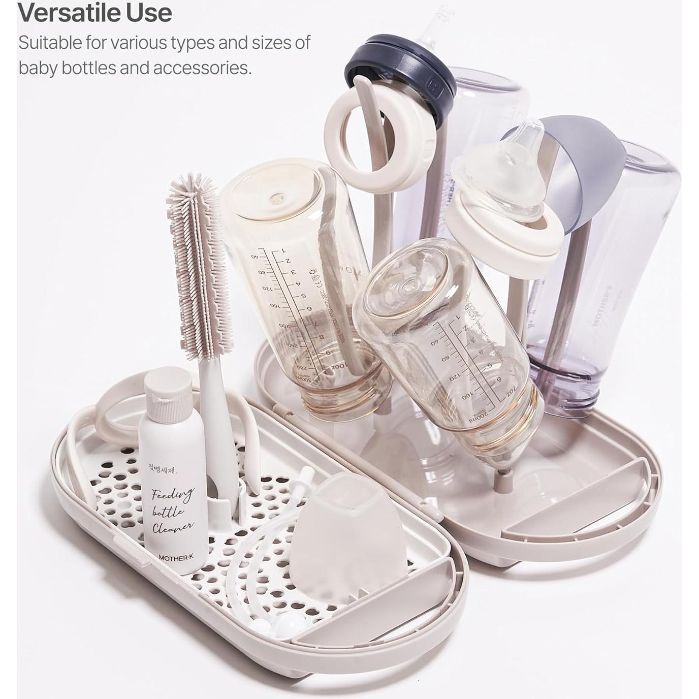 Juego de Estante Secador Biberones MOTHER-K con Limpiador