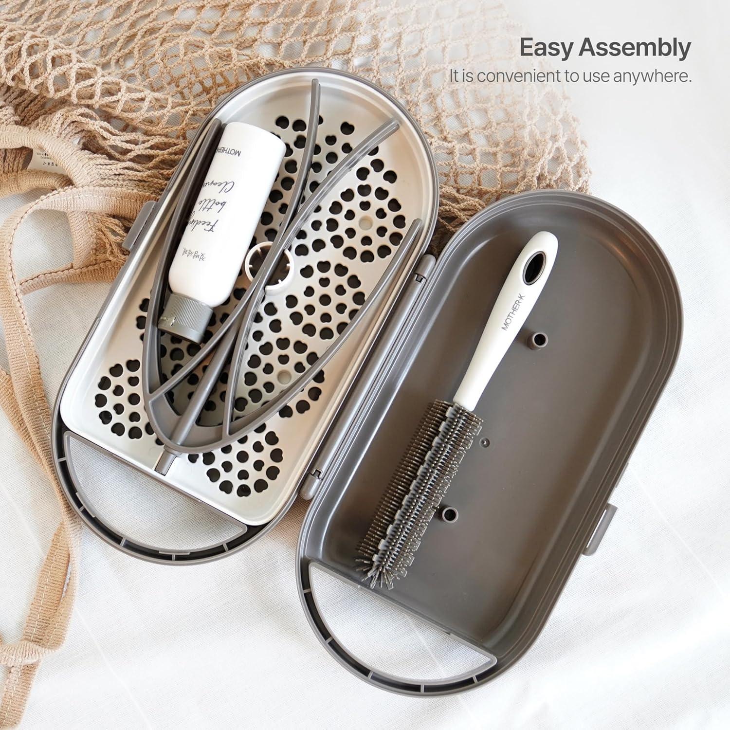 Juego de Estante Secador Biberones MOTHER-K con Limpiador