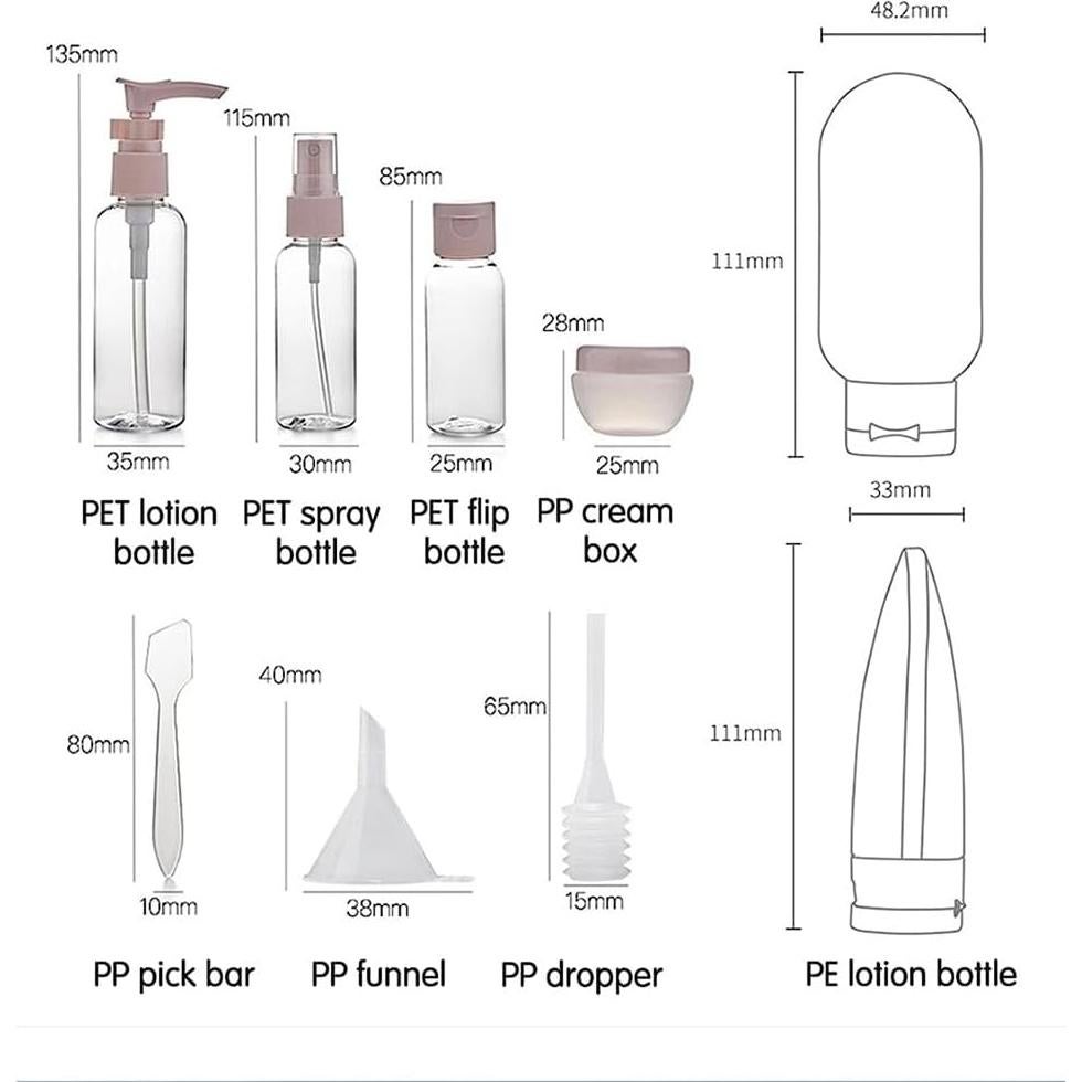 Juego de Botellas de Viaje ZLSSETEC 12 Piezas Aprobadas TSA