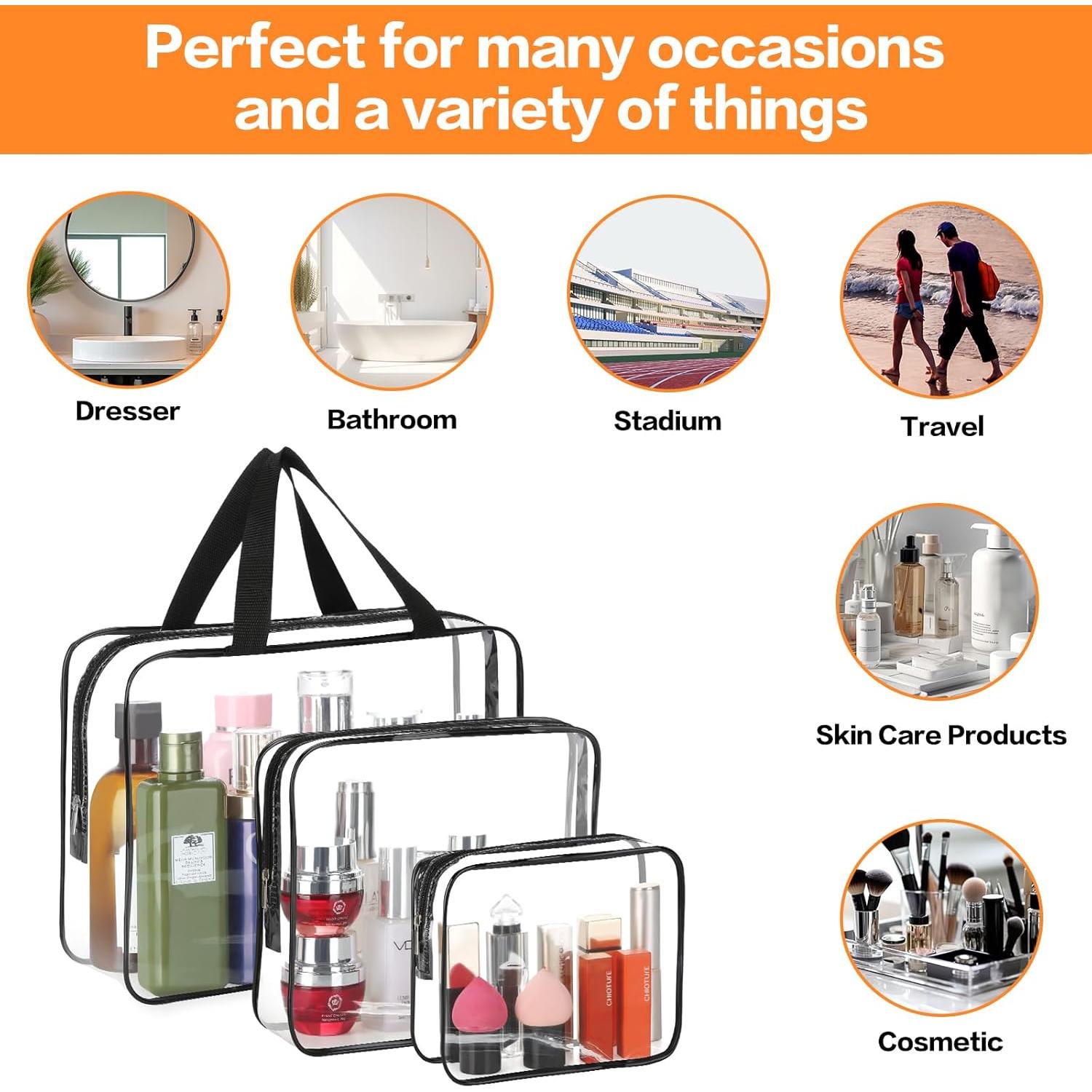 HAOGUAGUA 3 Bolsas Transparentes de Viaje para Cosméticos