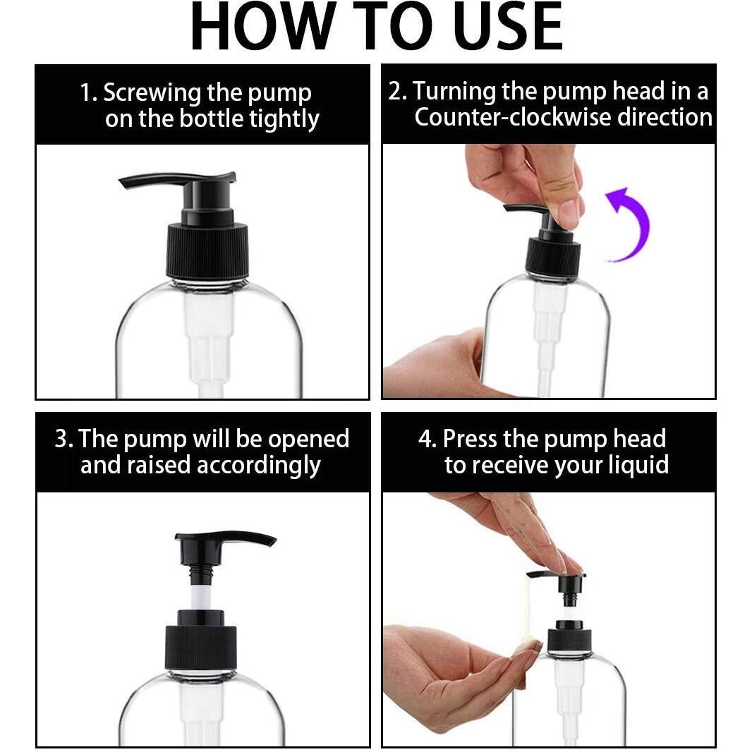 Botellas de Bomba de Plástico Vioetry 4 Paquetes 500ml