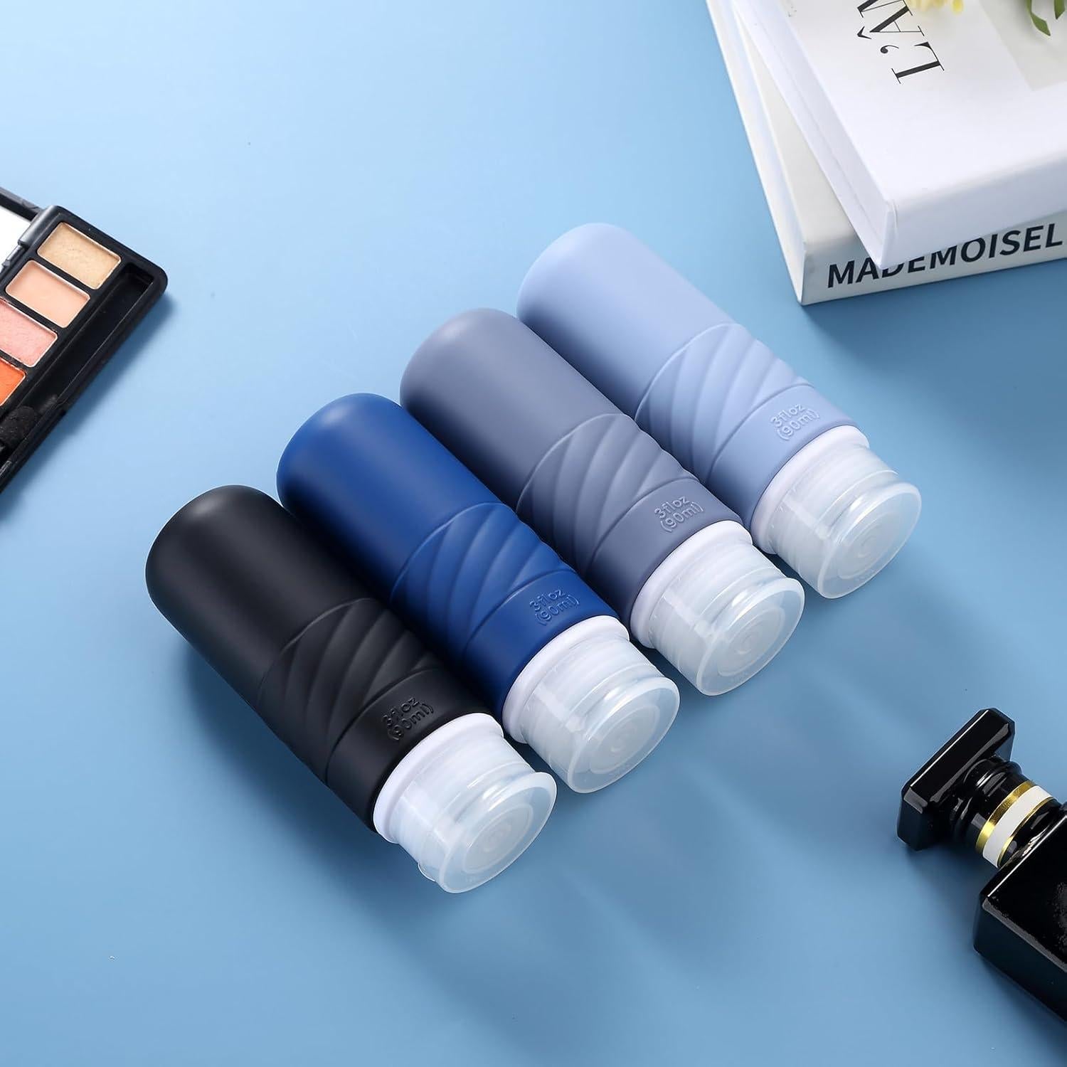 Botellas de Viaje Gemice 3oz Silicona Aprobadas por TSA - 4 Piezas