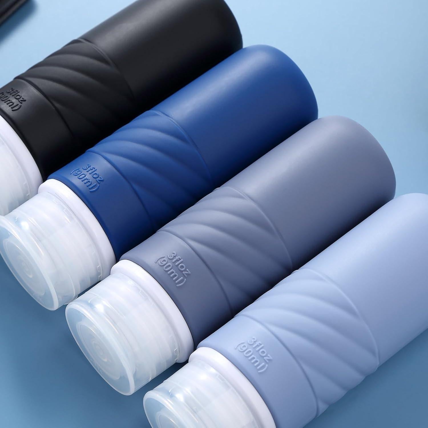 Botellas de Viaje Gemice 3oz Silicona Aprobadas por TSA - 4 Piezas