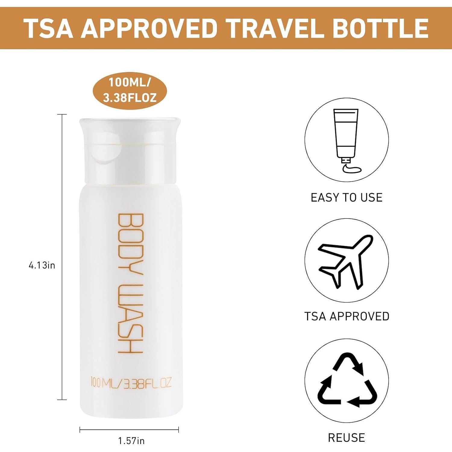 Juego de Botellas de Viaje Wowang 5 Piezas 100ml Aprobadas TSA