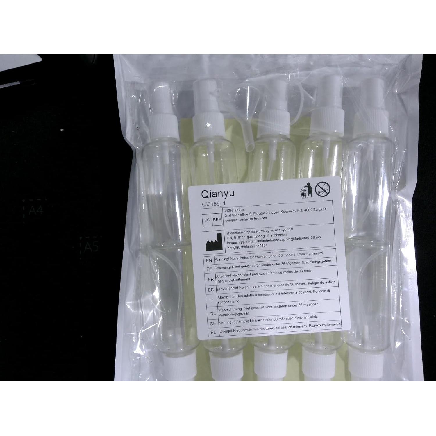 Set de 10 Botellas de Spray 50ml Qianyu Transparentes