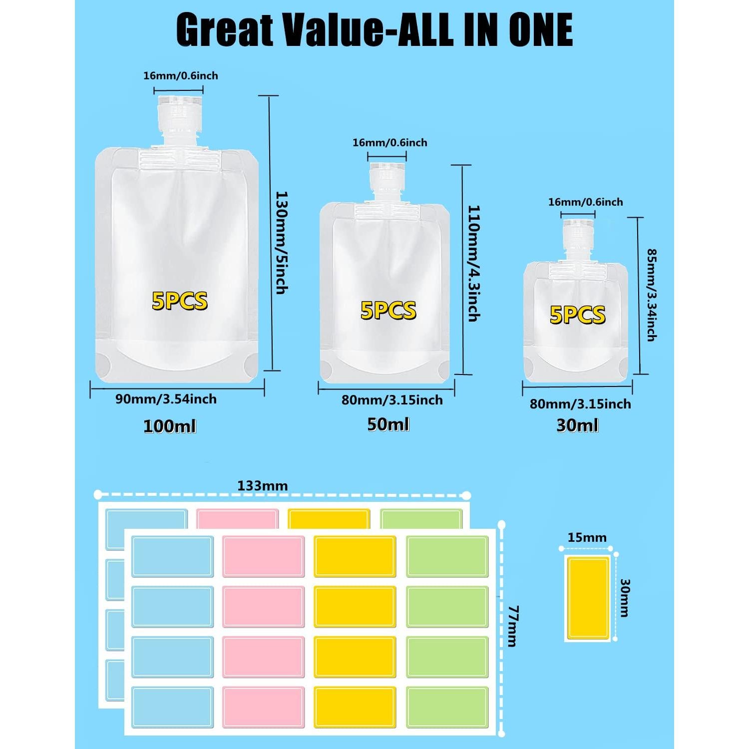 Paquete de 17 Bolsas de Viaje SEQUHITKU A Prueba de Fugas