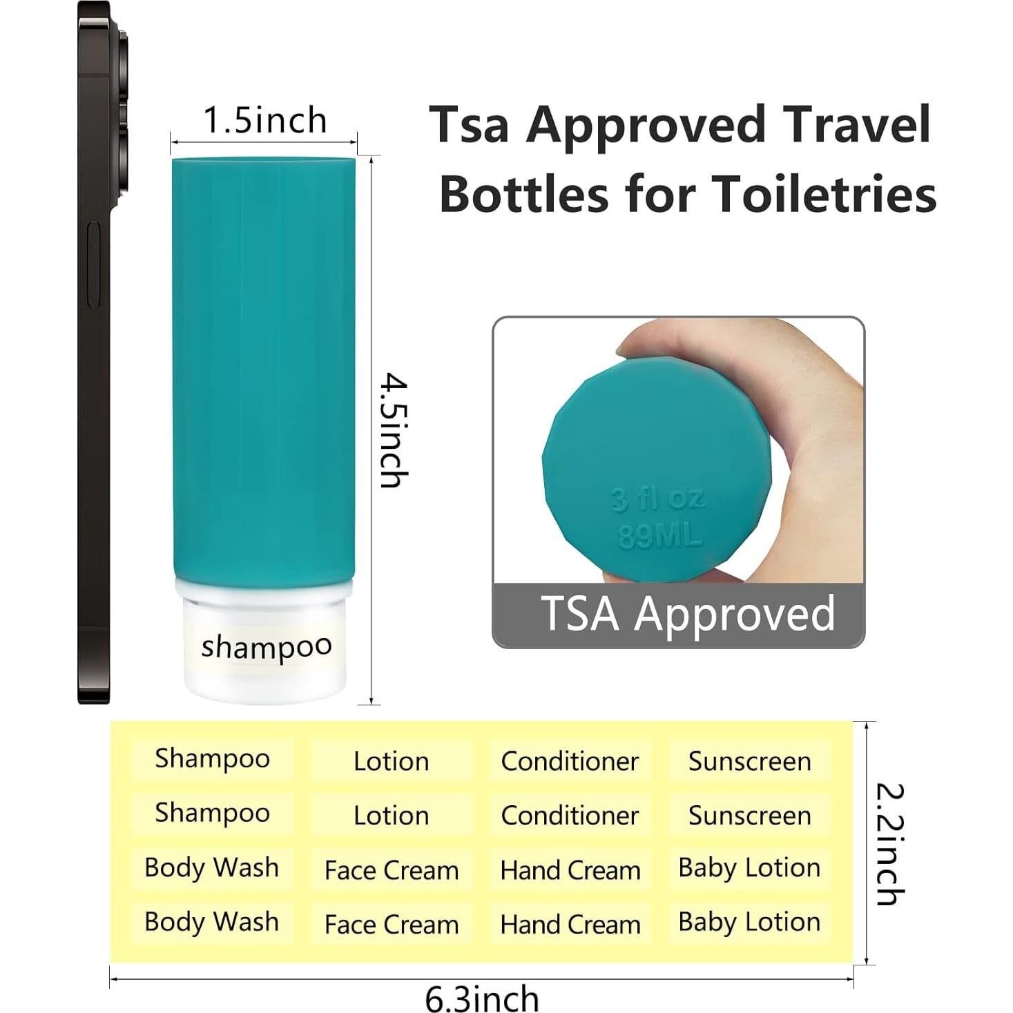 Botellas de Viaje Yolaist - Paquete de 4 Silicona 89ml