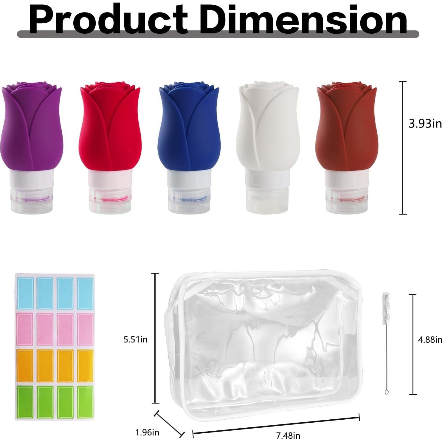 Set de 5 Botellas Reutilizables Mabnuby 89.91 ml Rosa TSA