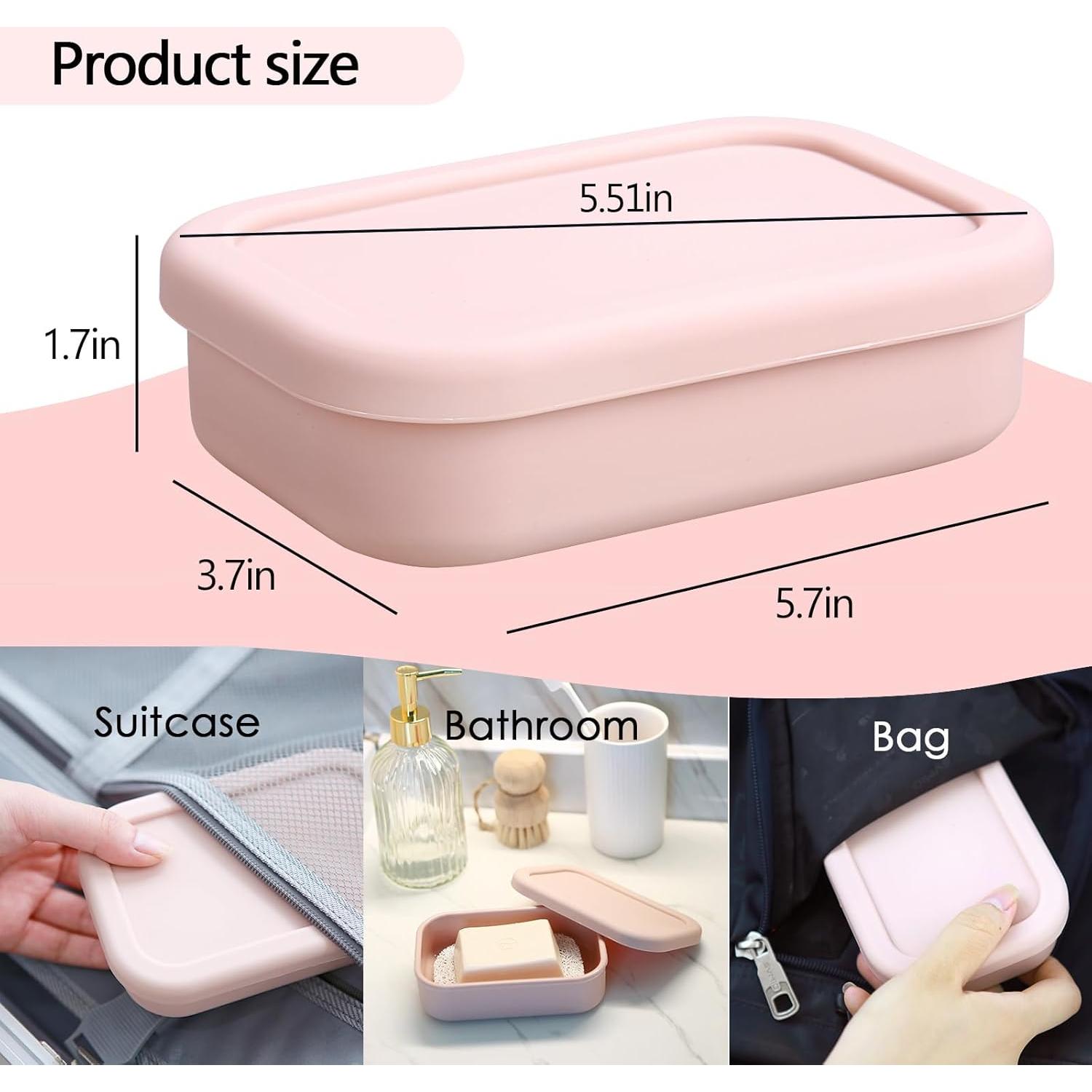 Funda de Jabón de Viaje PUTING Rosa, Silicona Antideslizante