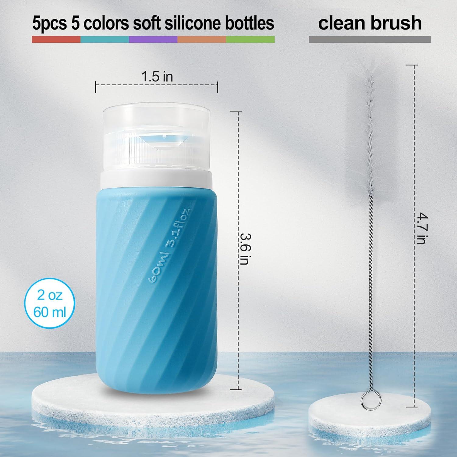 5 Botellas de Squeeze de Silicona QUMMFA 60ml a Prueba de Fugas