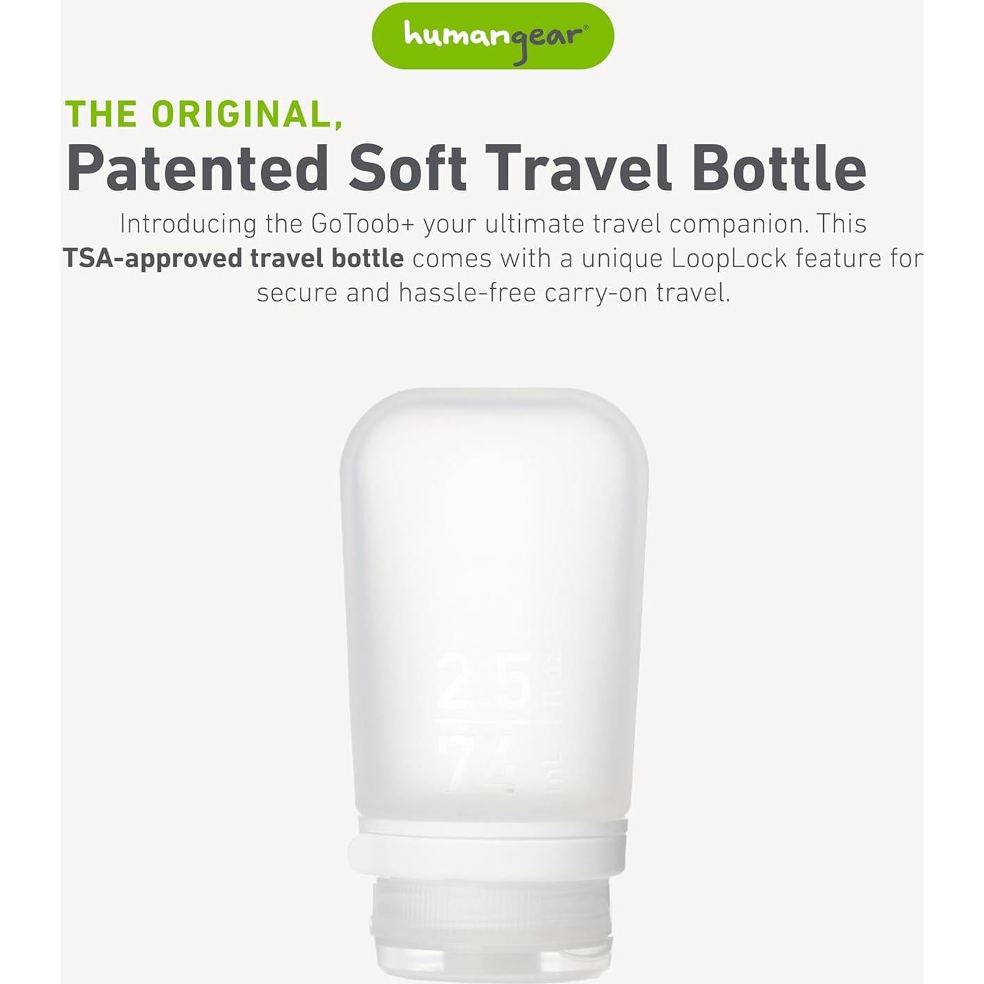 Botella de Viaje Silicona Reutilizable humangear GoToob+ 74ml