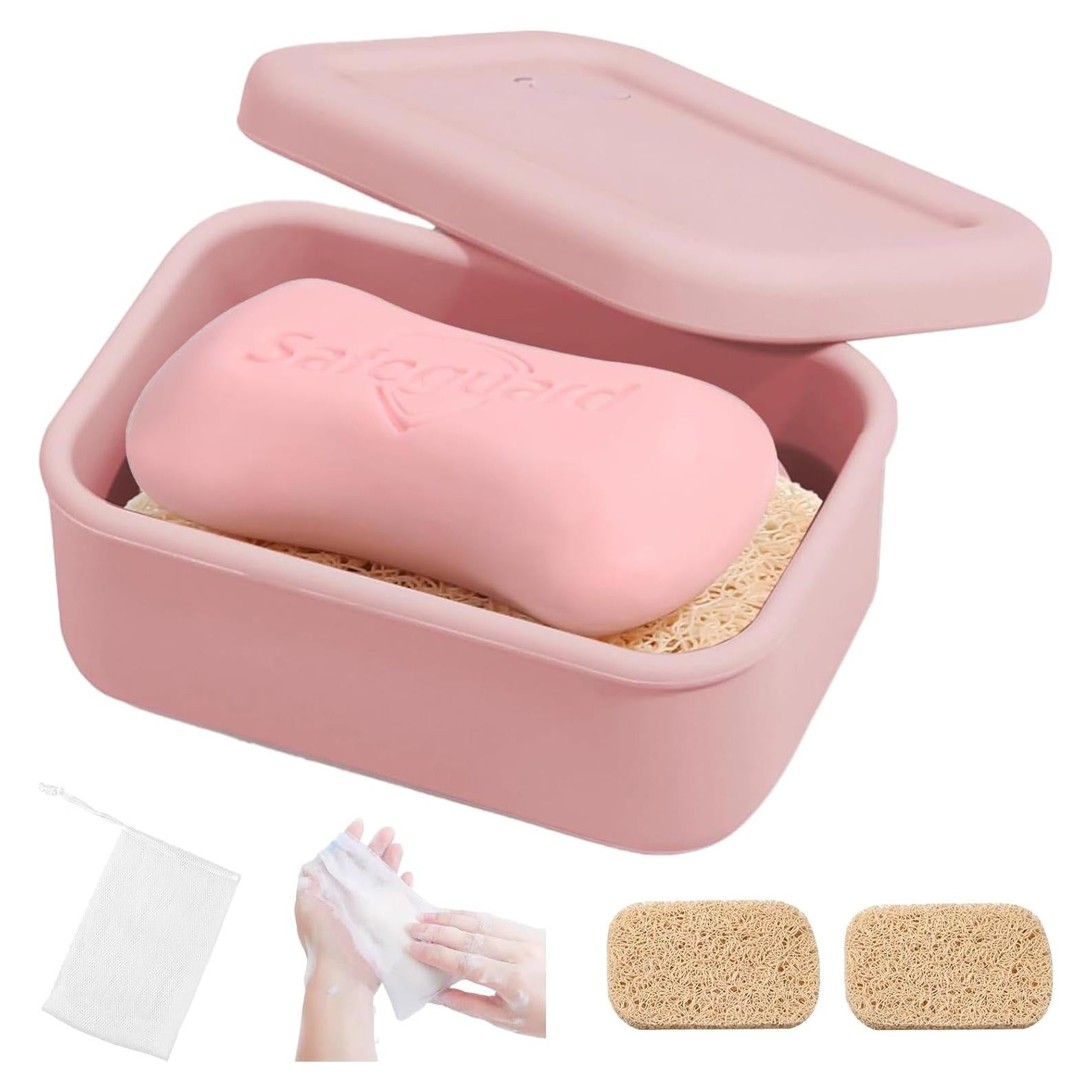 Estuche de Jabón de Silicona CIKE a Prueba de Fugas Rosa