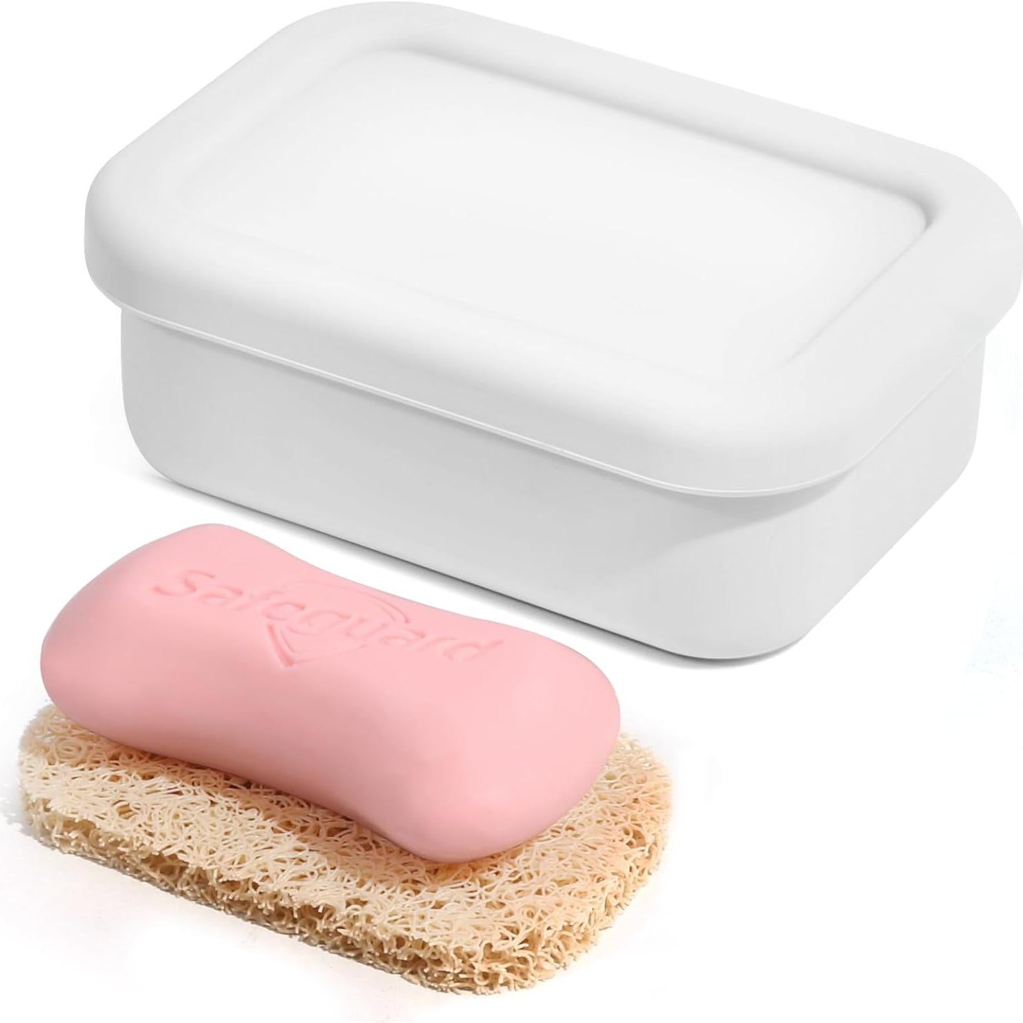 Estuche de Jabón de Silicona HighHerz Blanco para Viajes