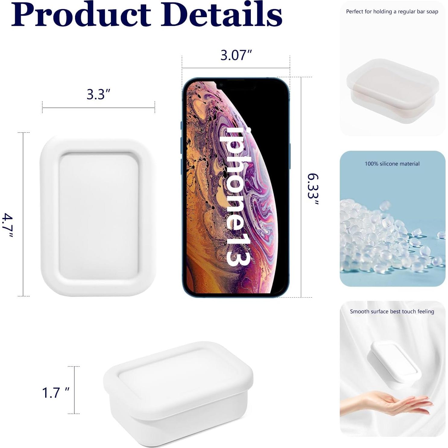 Estuche de Jabón de Silicona HighHerz Blanco para Viajes