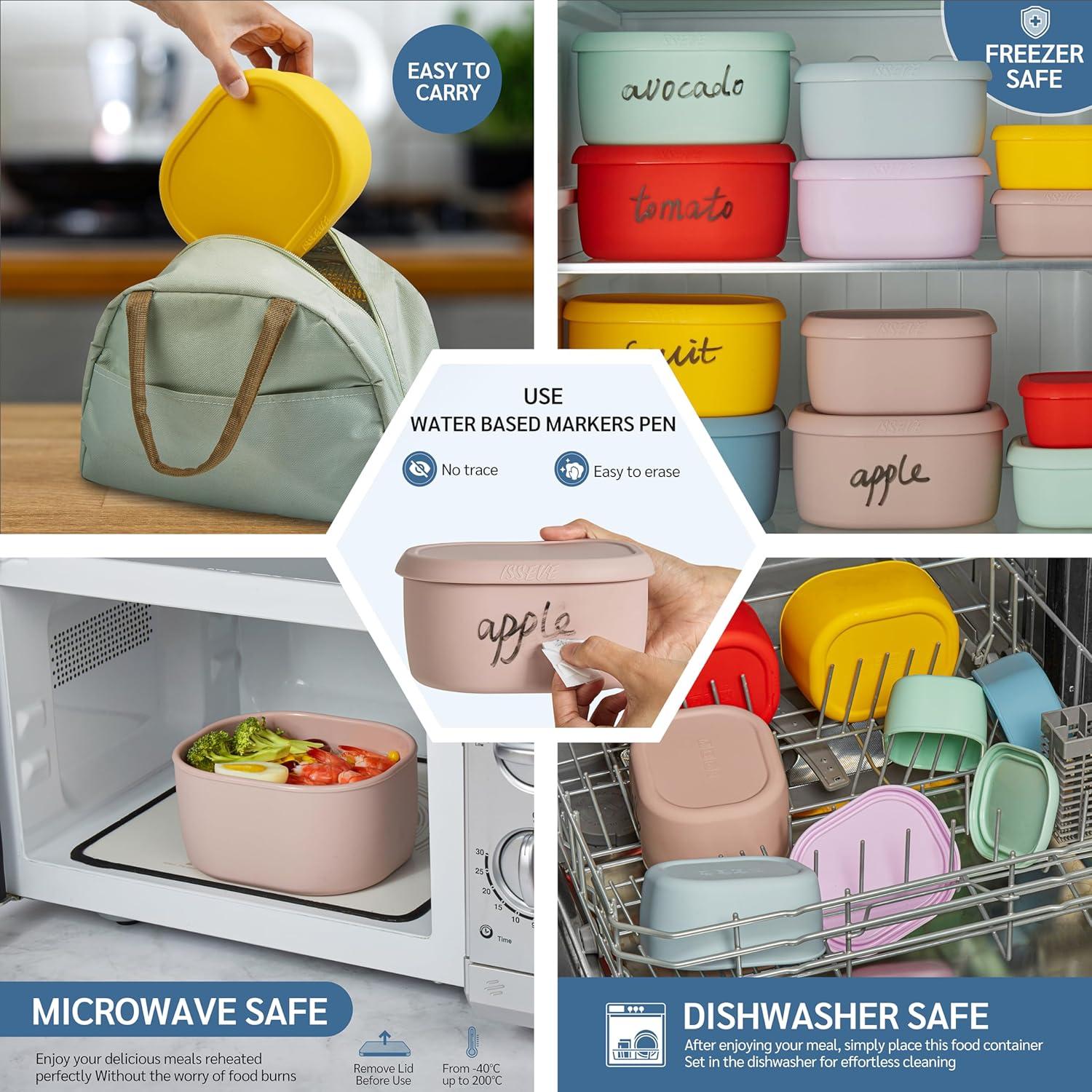 Set de 6 Recipientes de Almacenamiento de Silicona ISSEVE 1000ml