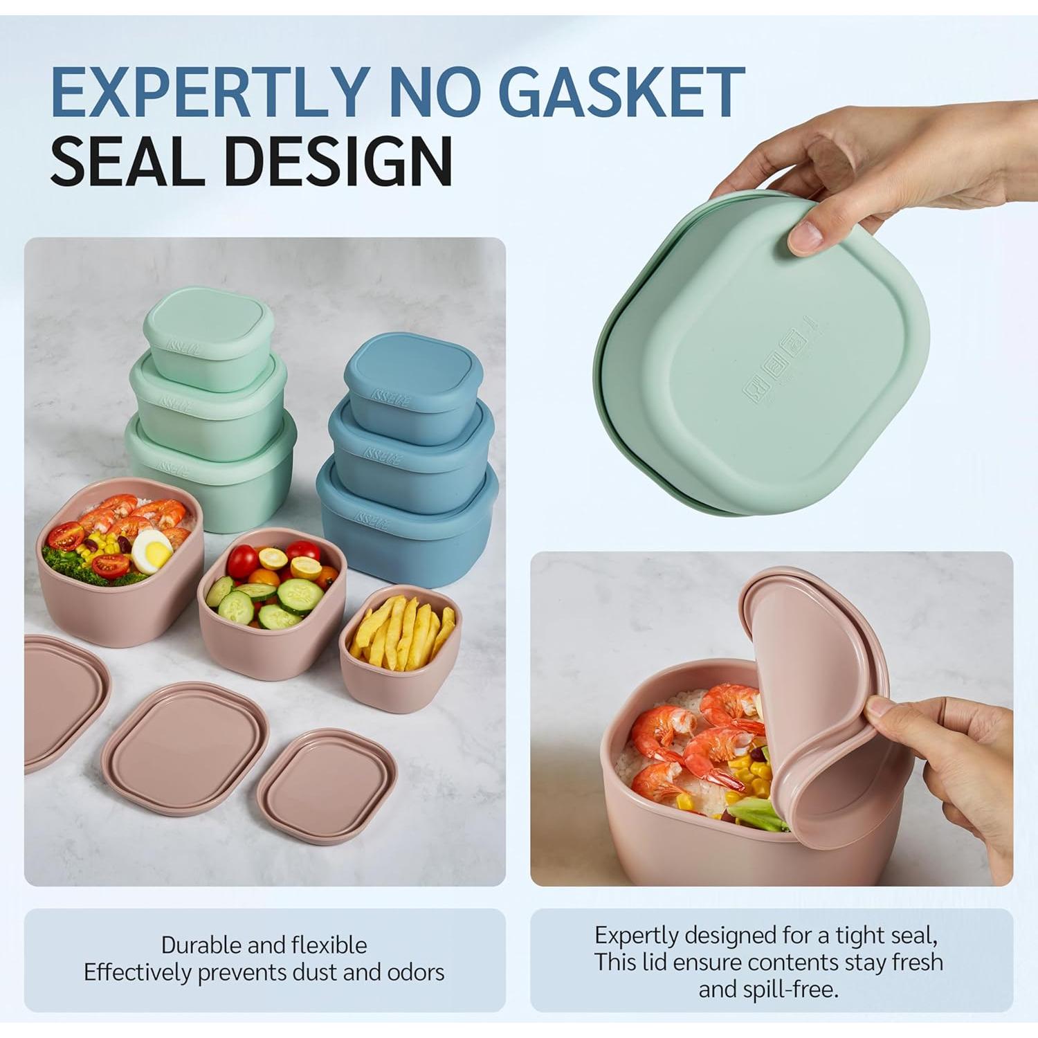 Set de 6 Recipientes de Almacenamiento de Silicona ISSEVE 1000ml