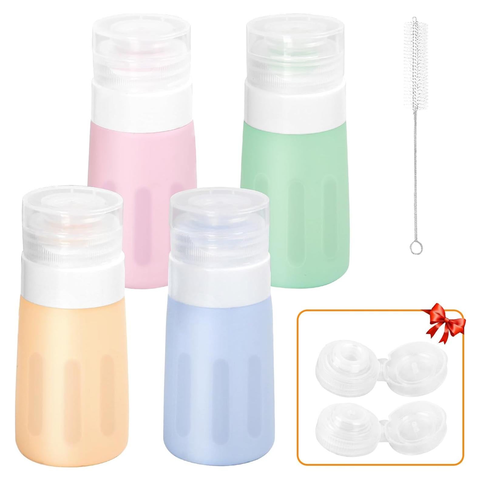 Set de 4 Botellas de Squeeze Seropy 2 oz Silicona A Prueba de Fugas