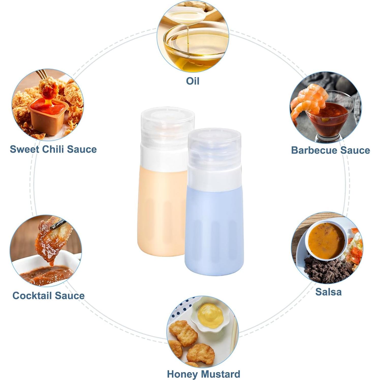 Set de 4 Botellas de Squeeze Seropy 2 oz Silicona A Prueba de Fugas