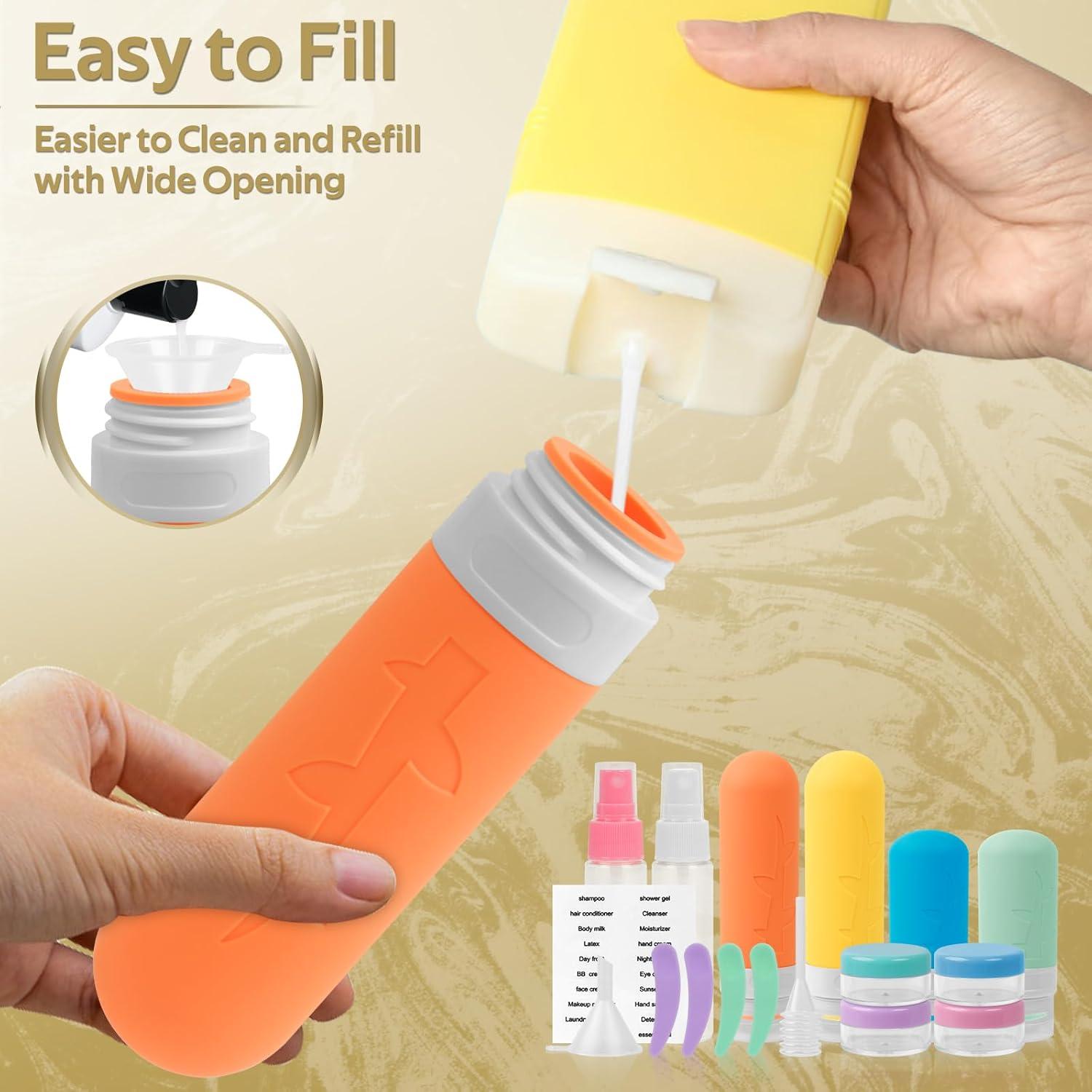 Kit de 19 Botellas de Viaje Silicona A Prueba de Fugas 90ml