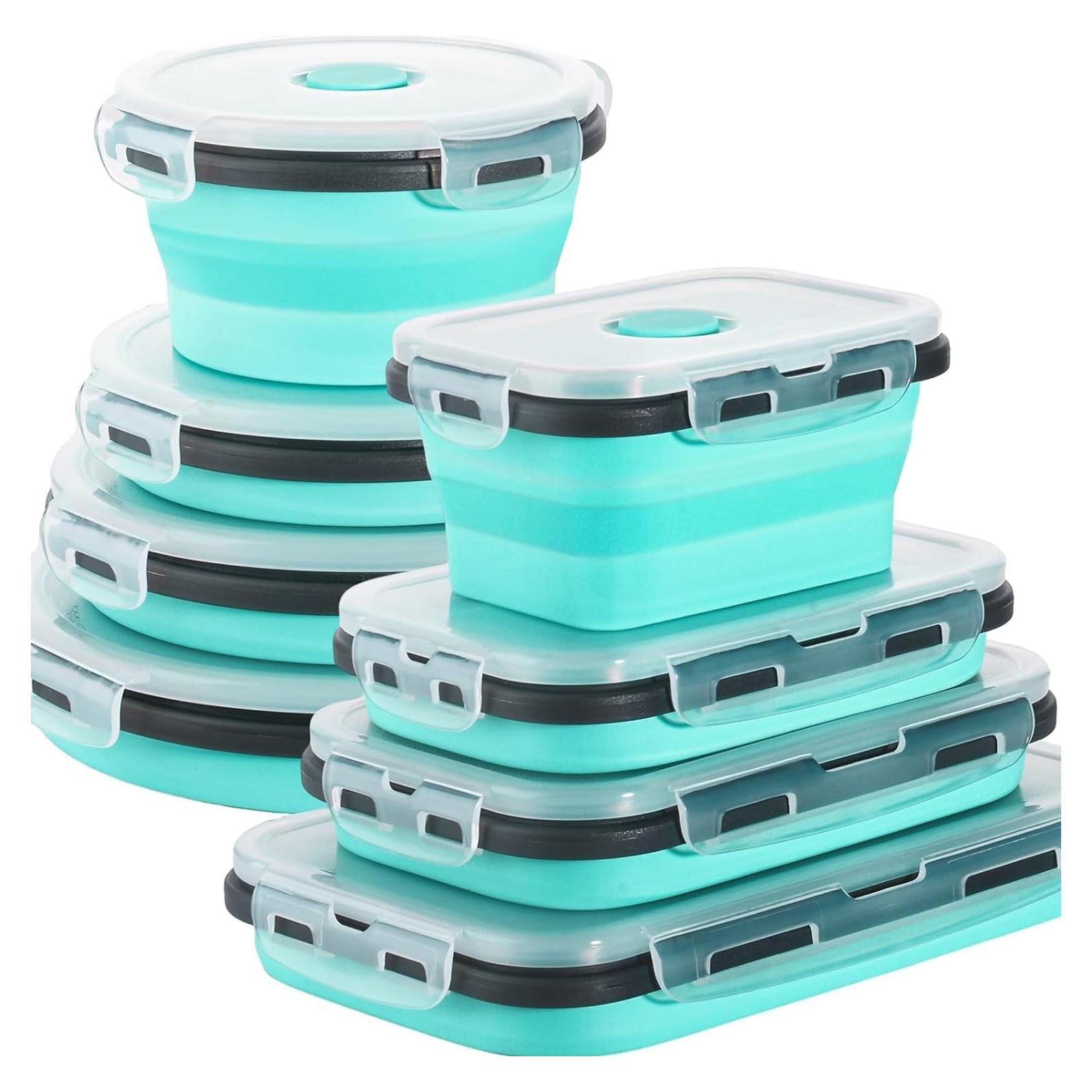 Paquete de 8 Contenedores Plegables de Silicona Sudaya 0.35-1.15 L